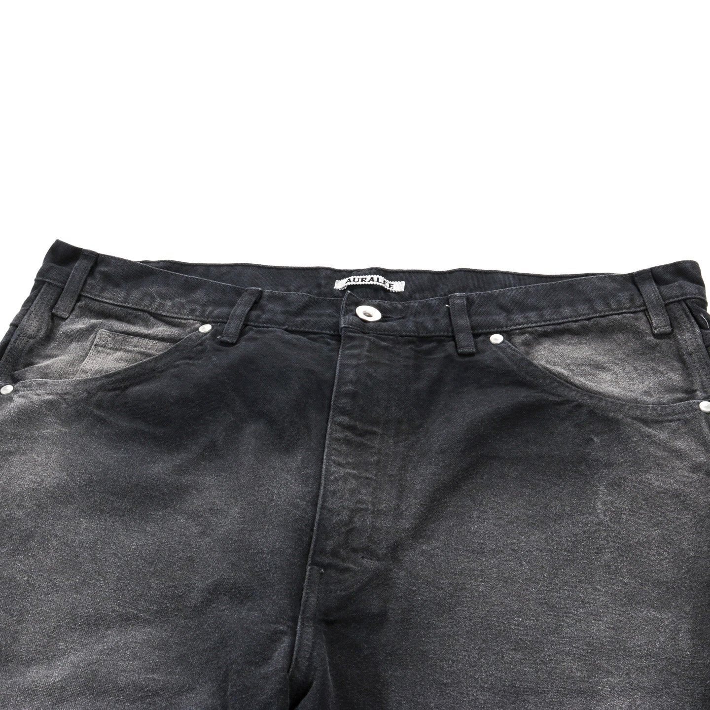 AURALEE PRODUCT DYED ORGANIC COTTON DUCK PAINTER PANTS FADED BLACK
