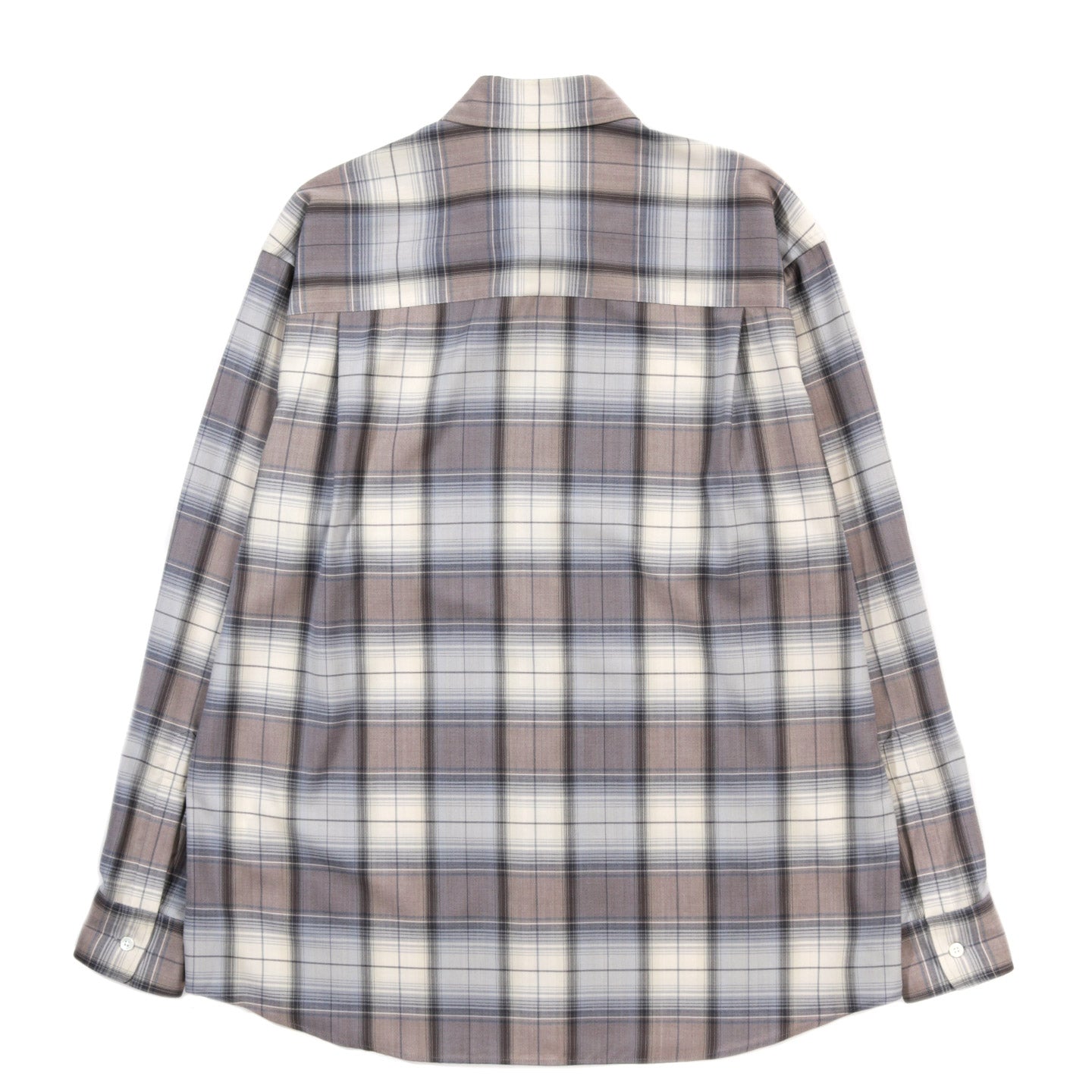 AURALEE SUPER LIGHT WOOL CHECK SHIRT BLUE GRAY | TODAY CLOTHING