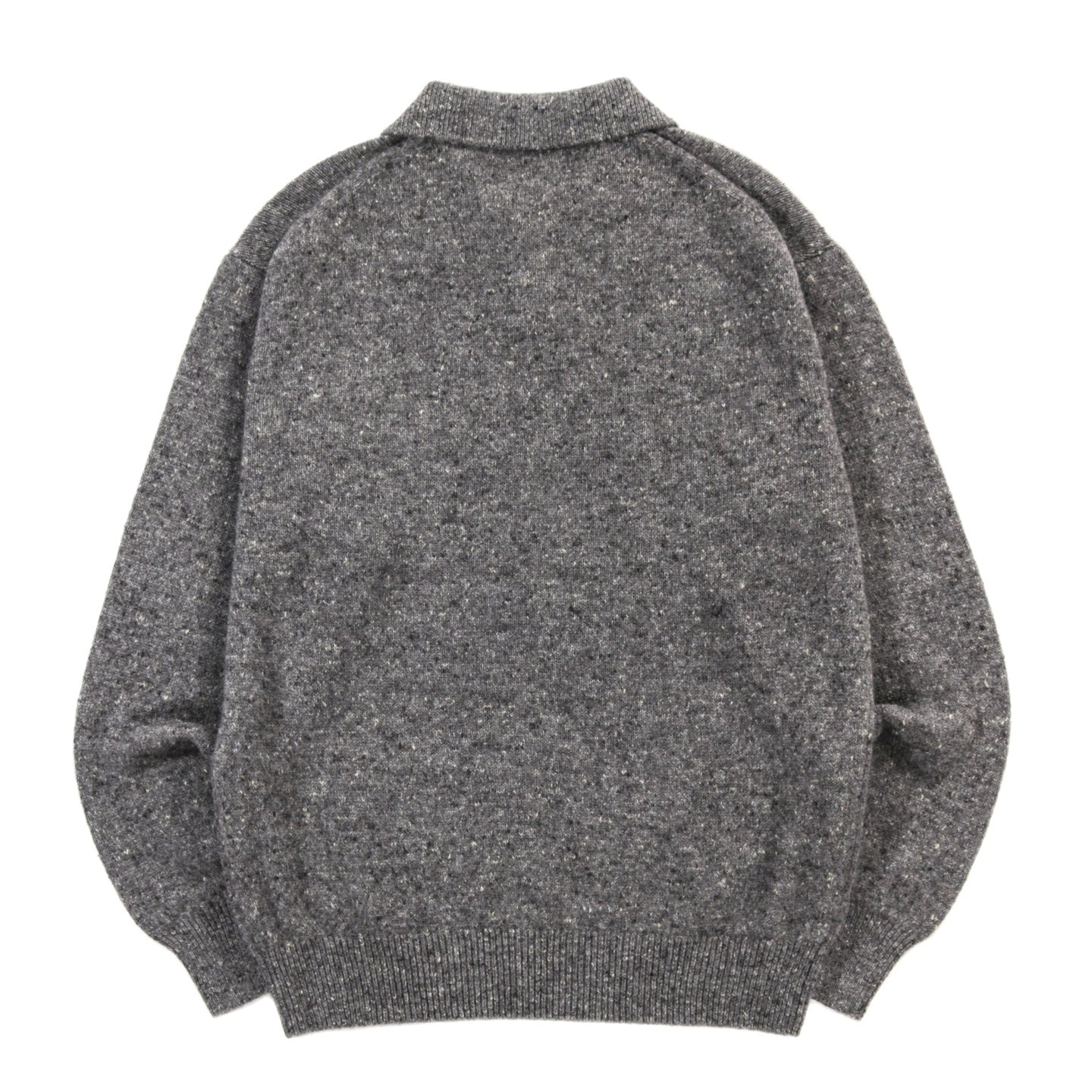 AURALEE CASHMERE NEP KNIT POLO MIX GRAY