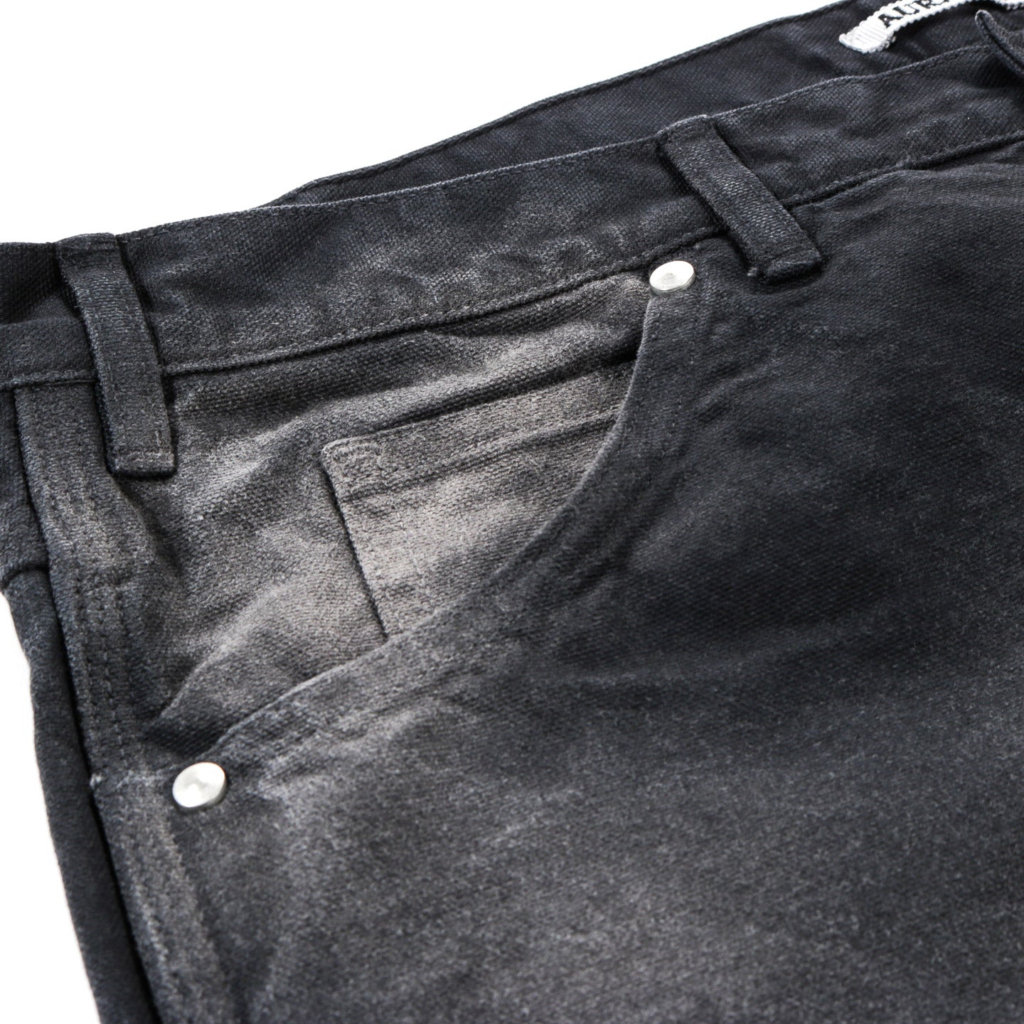 AURALEE PRODUCT DYED ORGANIC COTTON DUCK PAINTER PANTS FADED BLACK