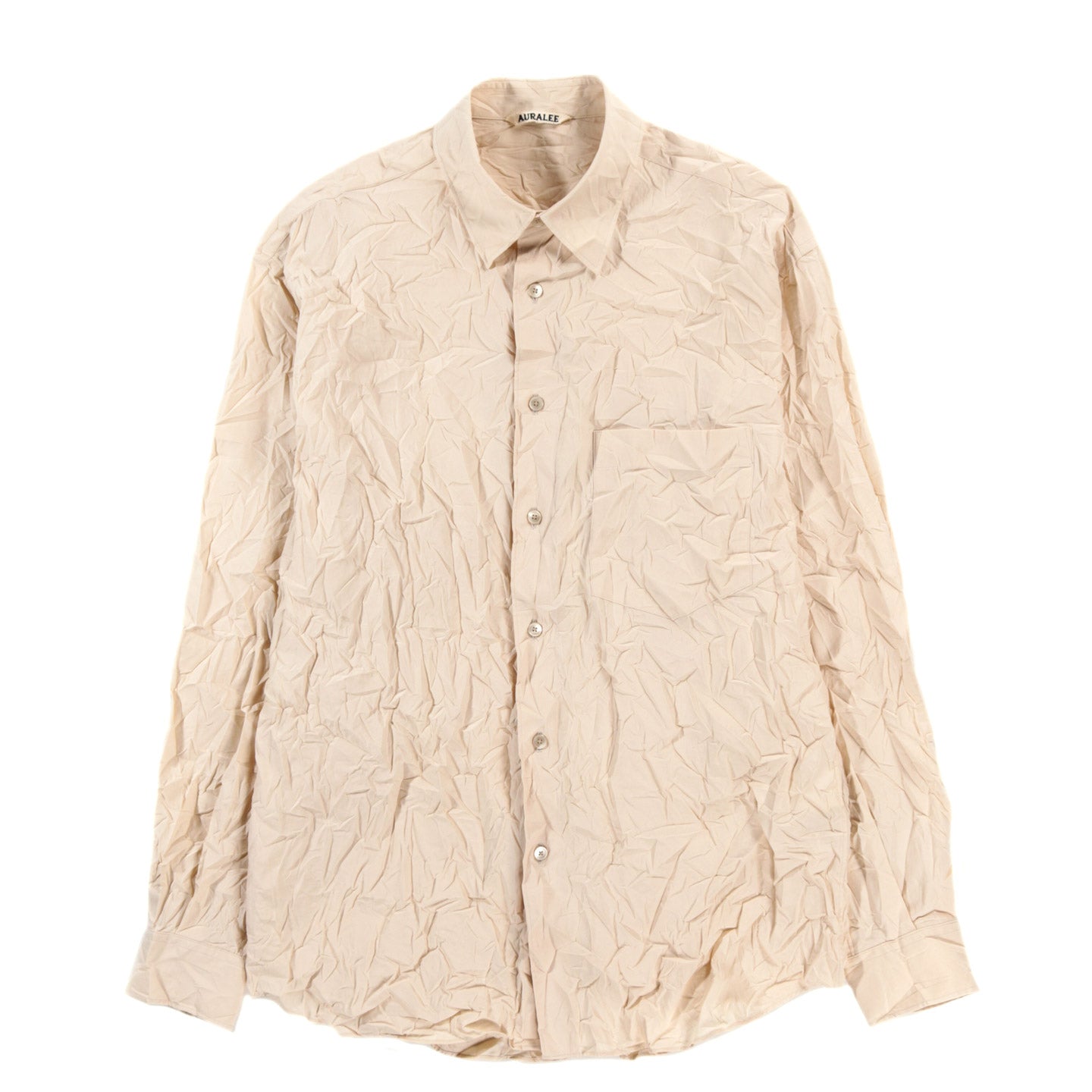 AURALEE WRINKLED WASHED FINX TWILL SHIRT PINK BEIGE