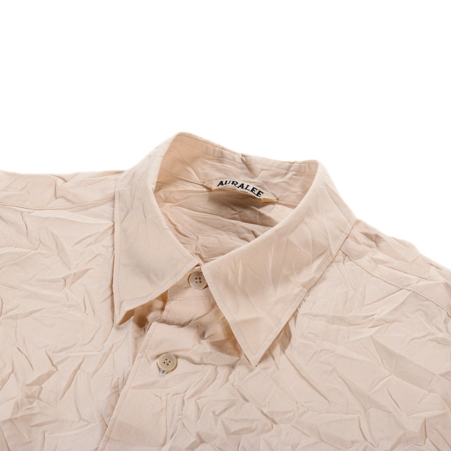 AURALEE WRINKLED WASHED FINX TWILL SHIRT PINK BEIGE