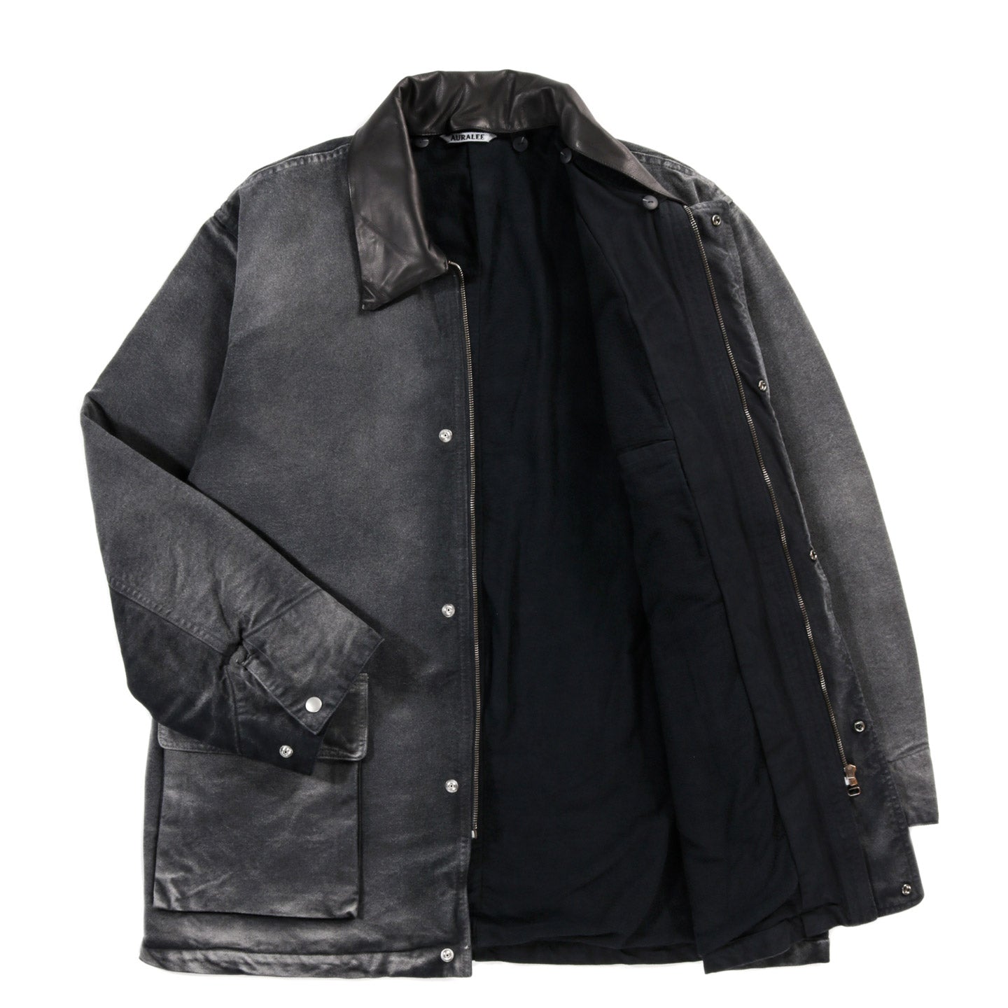 AURALEE PRODUCT DYED ORGANIC COTTON DUCK BLOUSON FADED BLACK