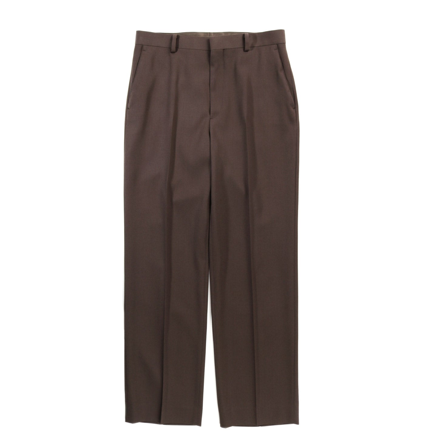 AURALEE LIGHT WOOL MAX GABARDINE SLACKS DARK BROWN