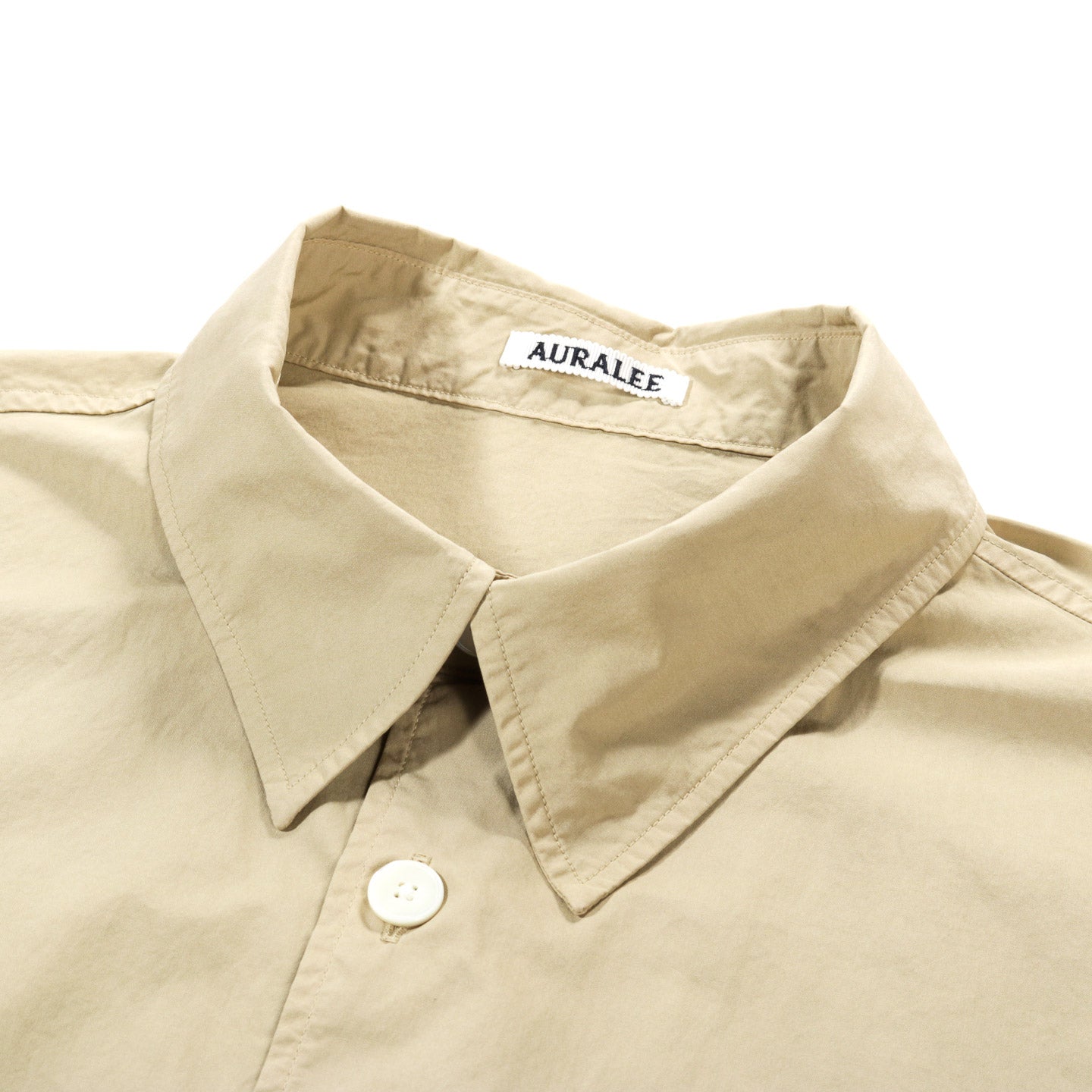AURALEE GARMENT-DYED FINX SHUTTLE WEATHER SHIRT KHAKI BEIGE