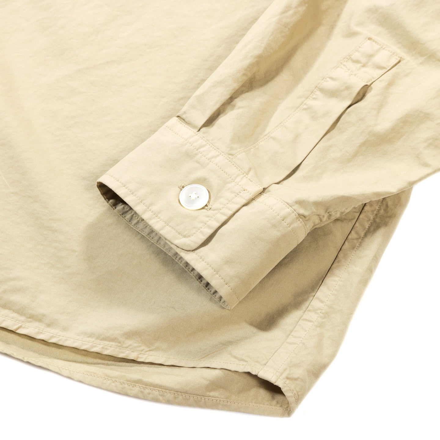 AURALEE GARMENT-DYED FINX SHUTTLE WEATHER SHIRT KHAKI BEIGE