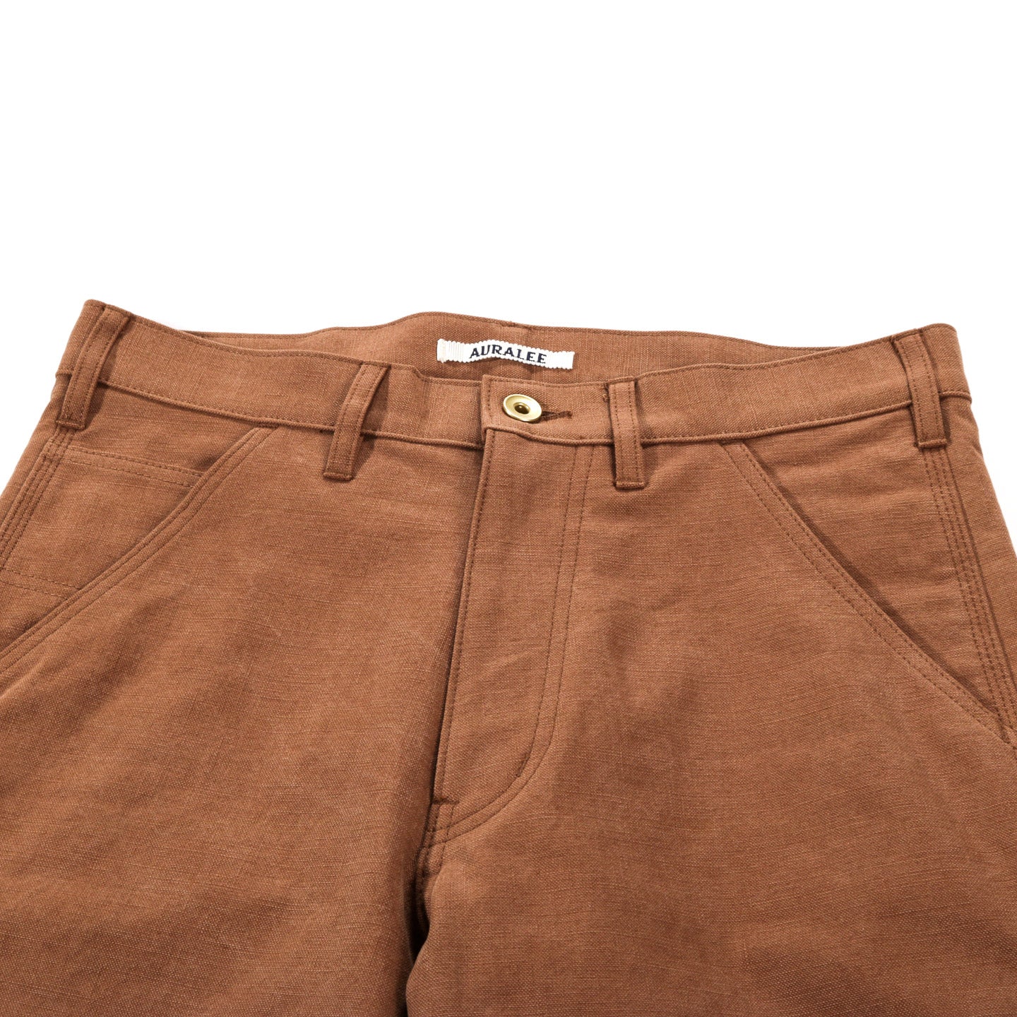 AURALEE WASHED HEAVY CANVAS PANTS BROWN