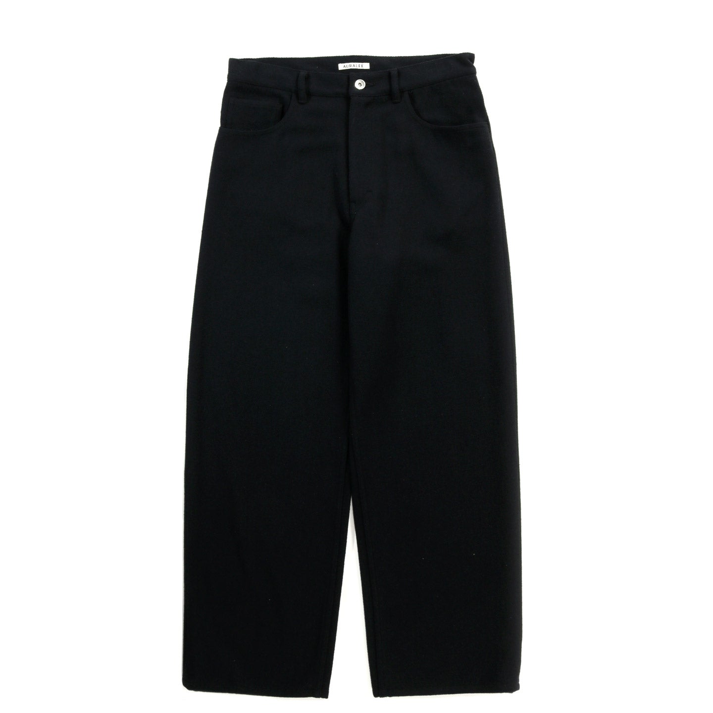 AURALEE SILK NEP DENIM 5P WIDE PANTS BLACK