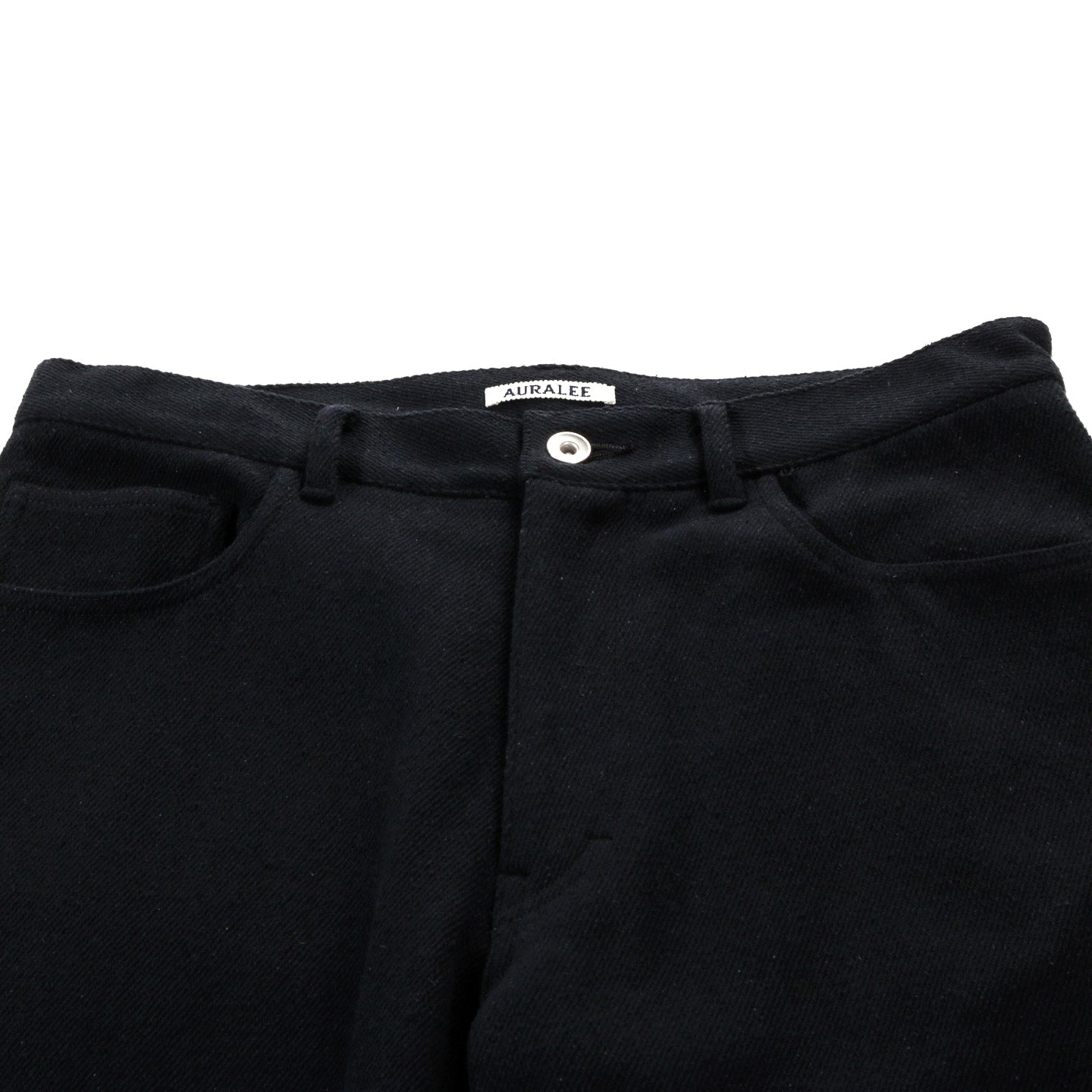 AURALEE SILK NEP DENIM 5P WIDE PANTS BLACK