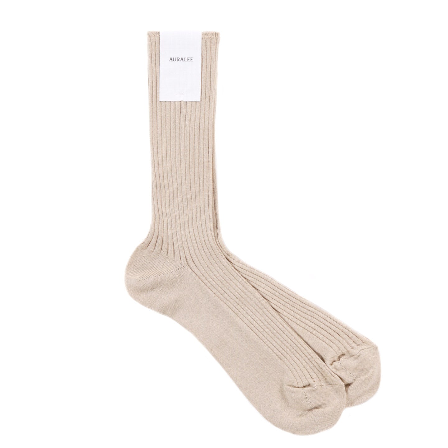 AURALEE GIZA HIGH GAUGE SOCKS BEIGE