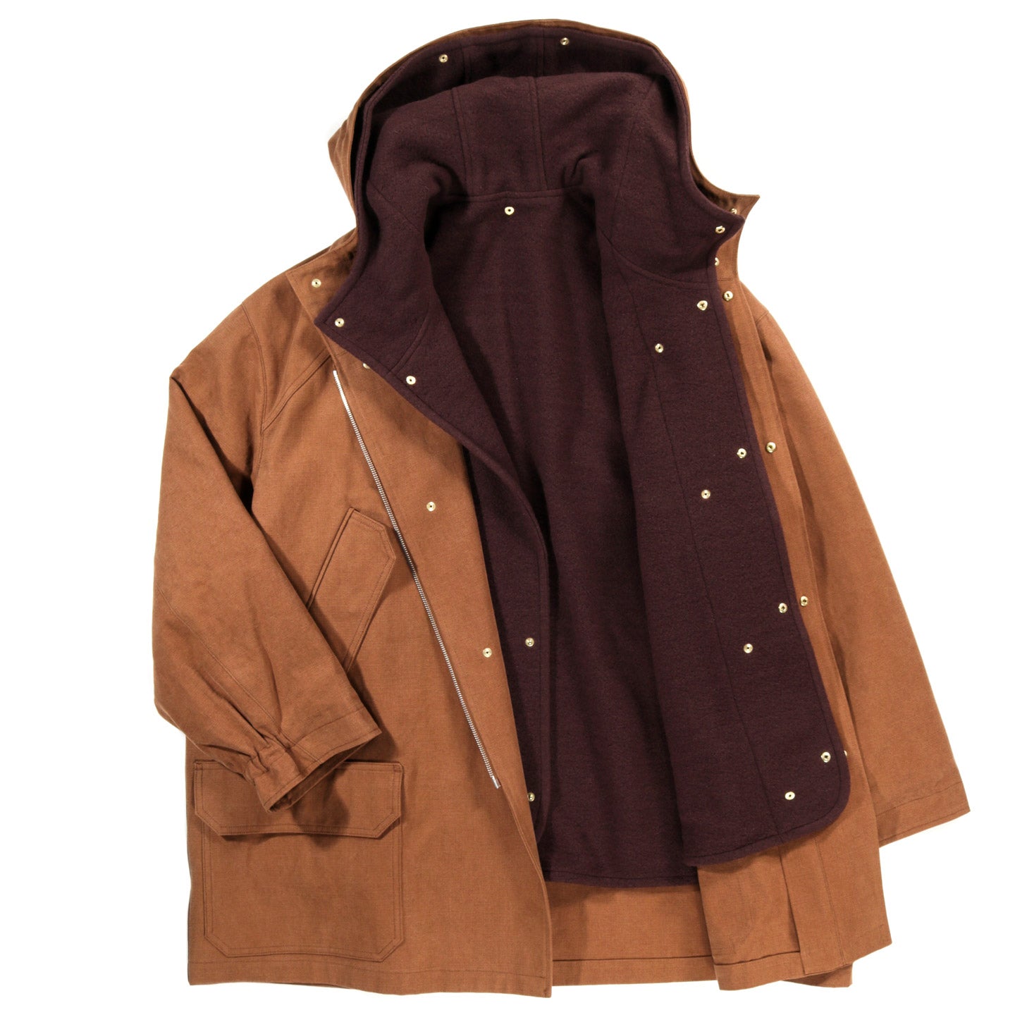 AURALEE WASHED HEAVY CANVAS LINER COAT BROWN