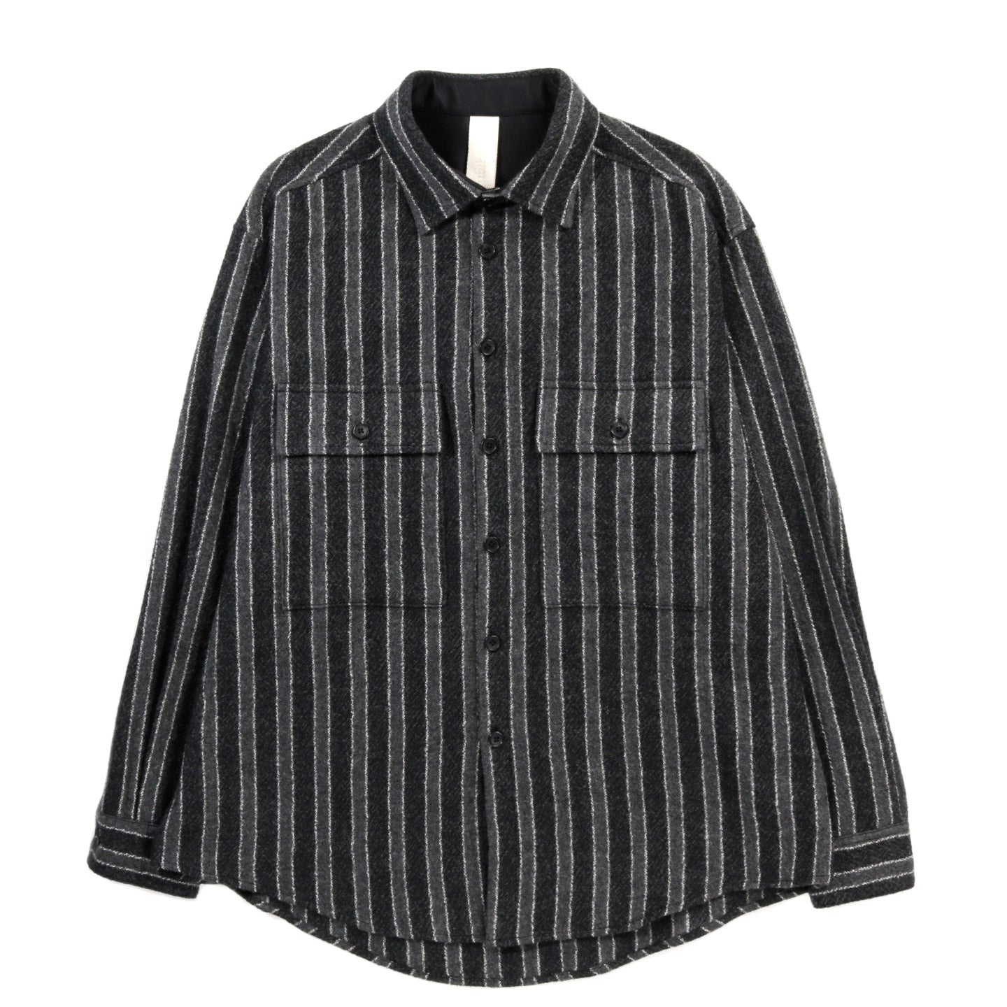 ARCHIE SUNDAY SHIRT GREY WOOL STRIPE