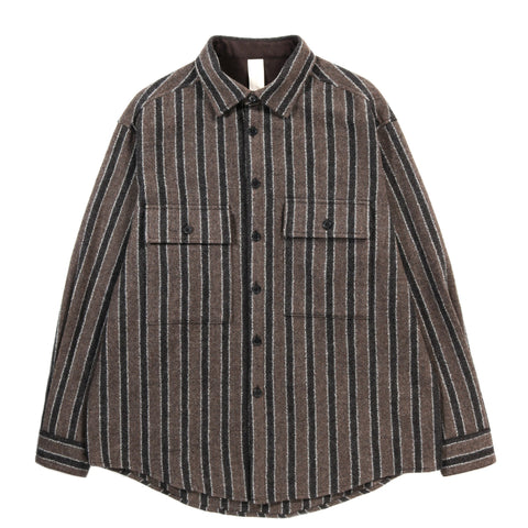 ARCHIE SUNDAY SHIRT BROWN WOOL STRIPE