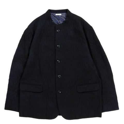 BLUE BLUE JAPAN SPECKLED DYED WOOL STAND UP COLLAR JACKET DARK NAVY