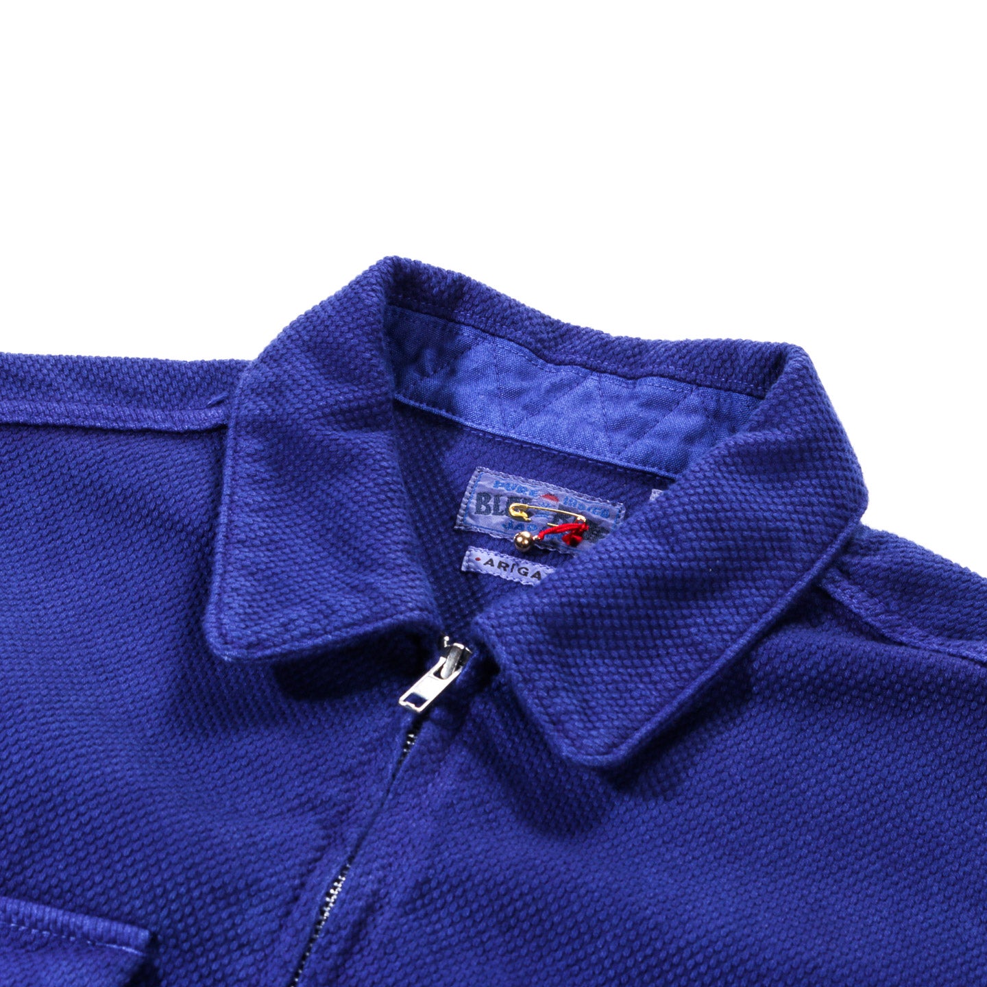 BLUE BLUE JAPAN BLUE INDIGO 'SASHIKO' HAND DYED ZIP UP JACKET