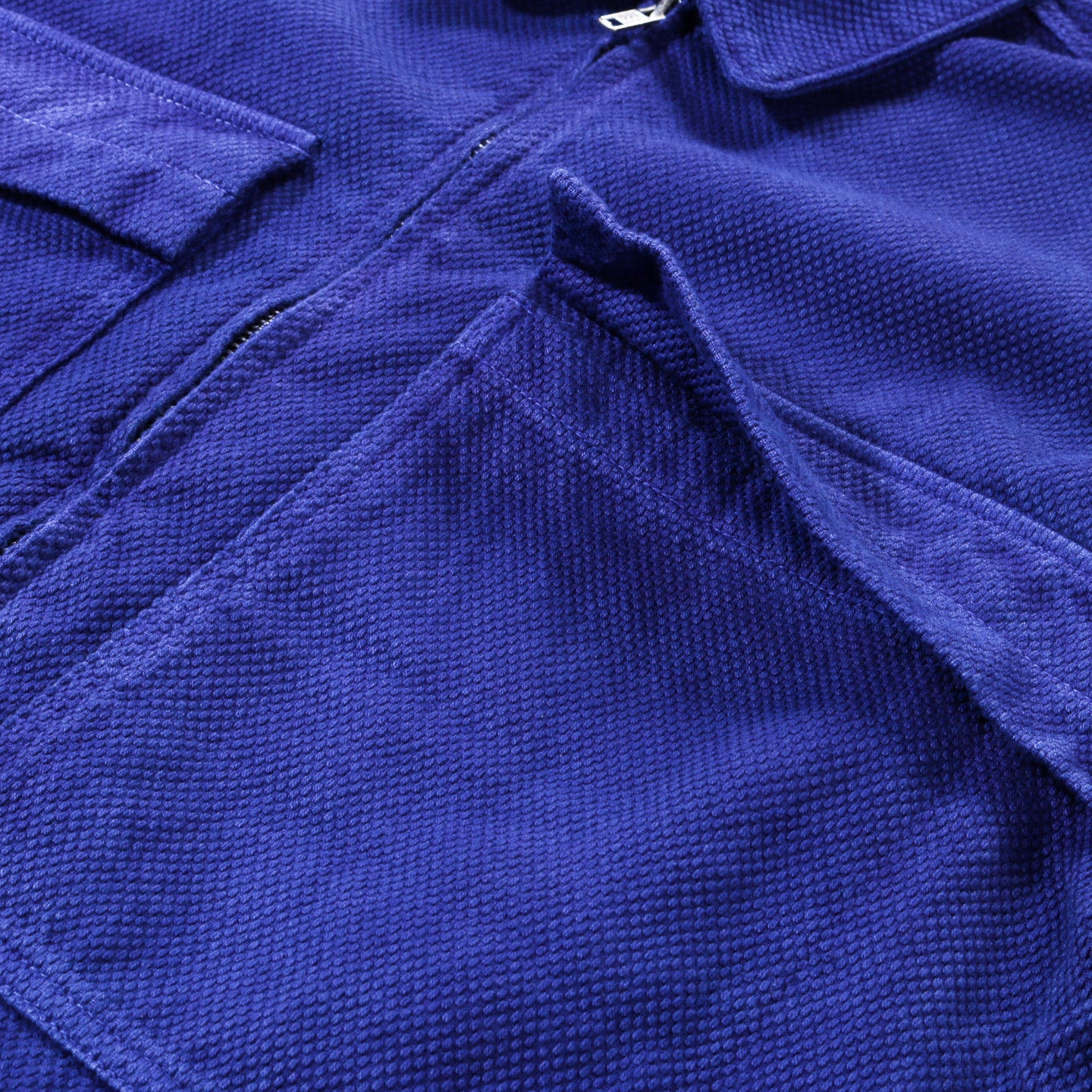 BLUE BLUE JAPAN BLUE INDIGO 'SASHIKO' HAND DYED ZIP UP JACKET