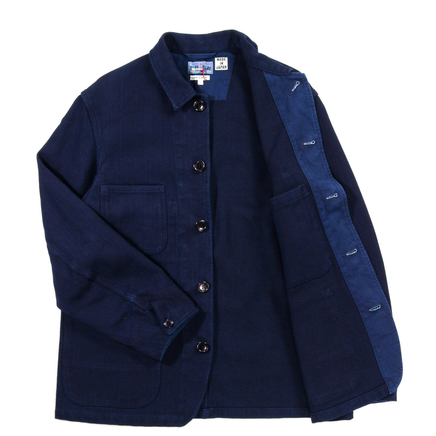 BLUE BLUE JAPAN PURE INDIGO DOUBLE CLOTH 'SASHIKO' COVERALL JACKET