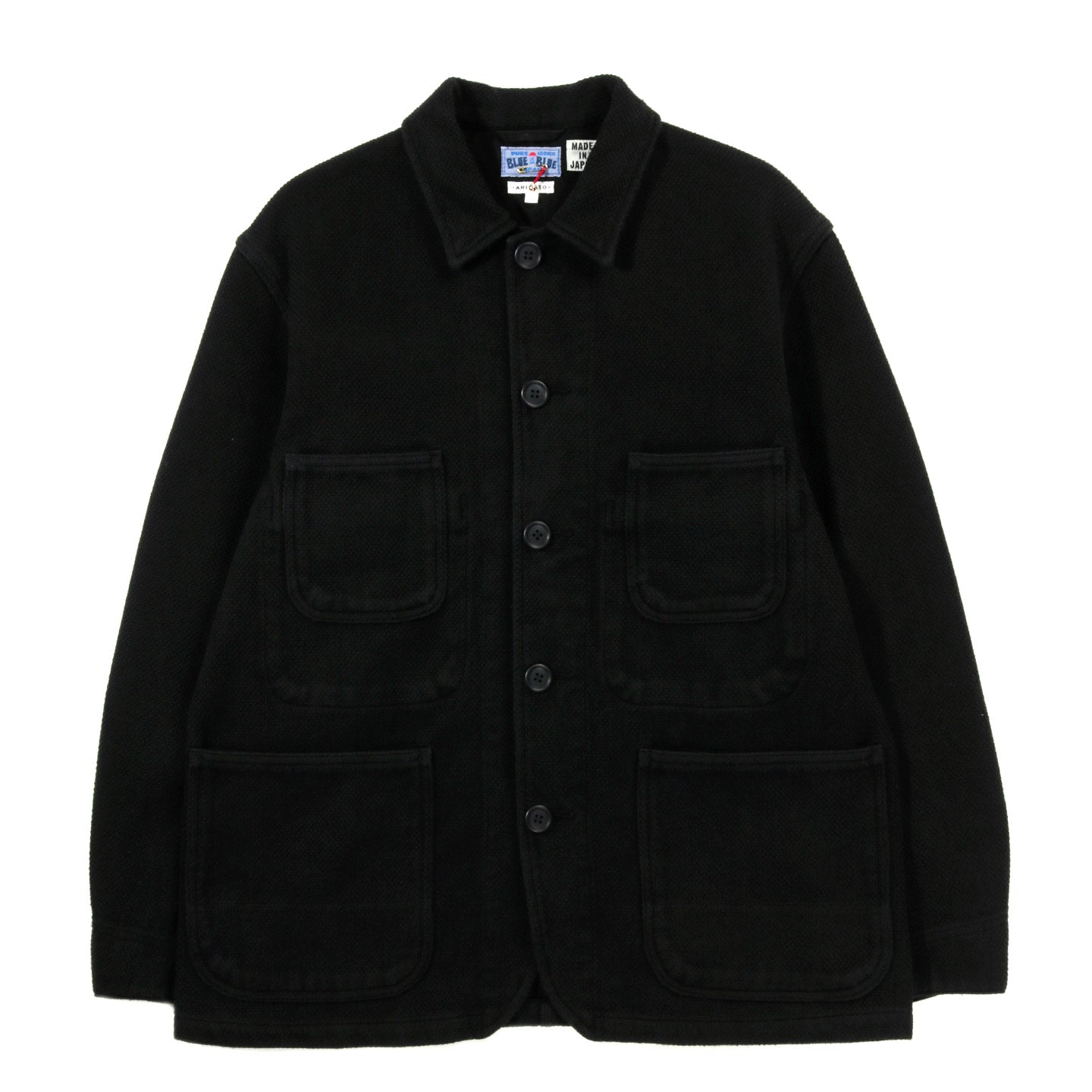 BLUE BLUE JAPAN DOUBLE CLOTH 'SASHIKO' DARK BLACK COVERALL JACKET