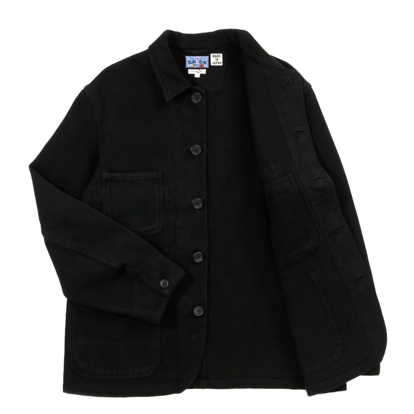 BLUE BLUE JAPAN DOUBLE CLOTH 'SASHIKO' DARK BLACK COVERALL JACKET