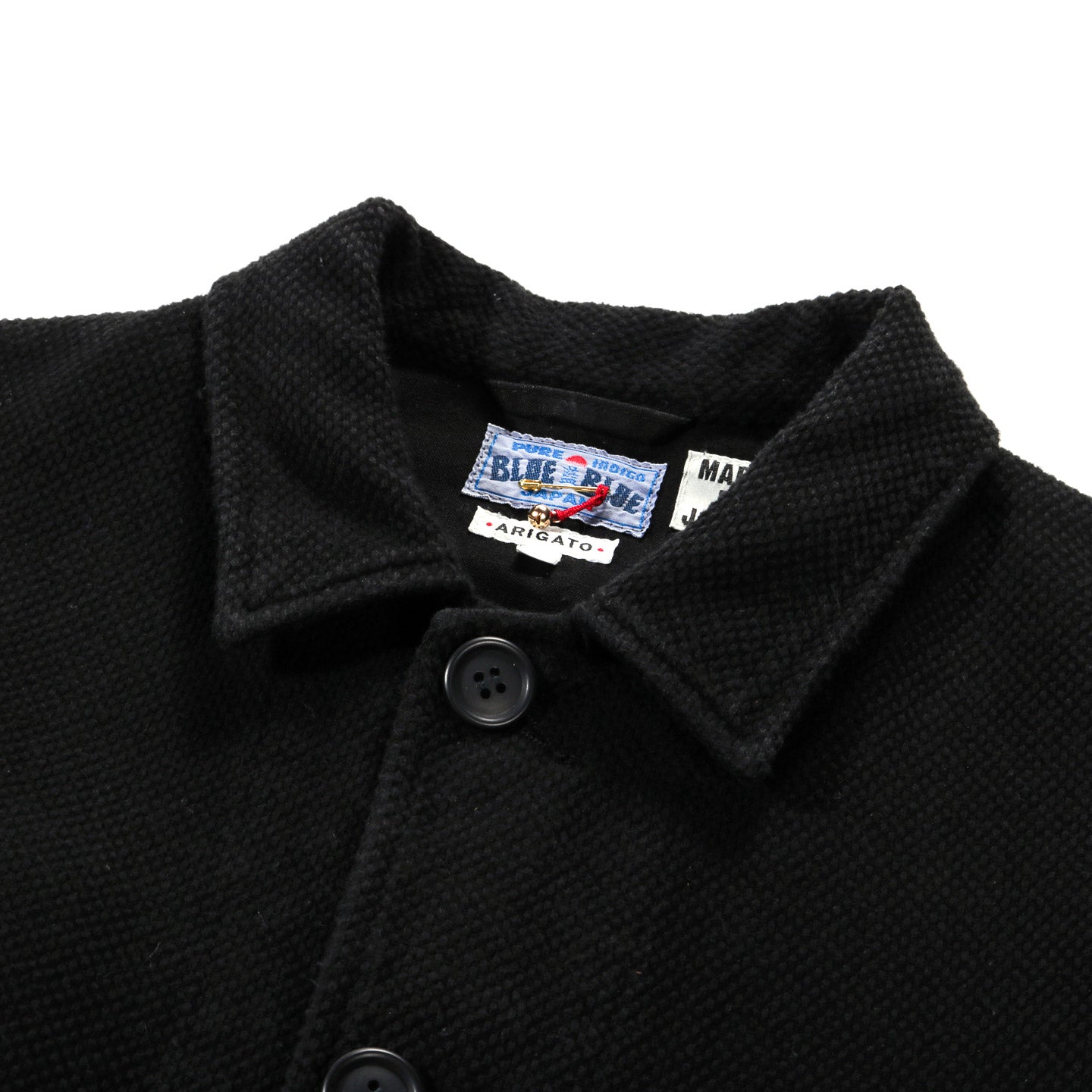 BLUE BLUE JAPAN DOUBLE CLOTH 'SASHIKO' DARK BLACK COVERALL JACKET