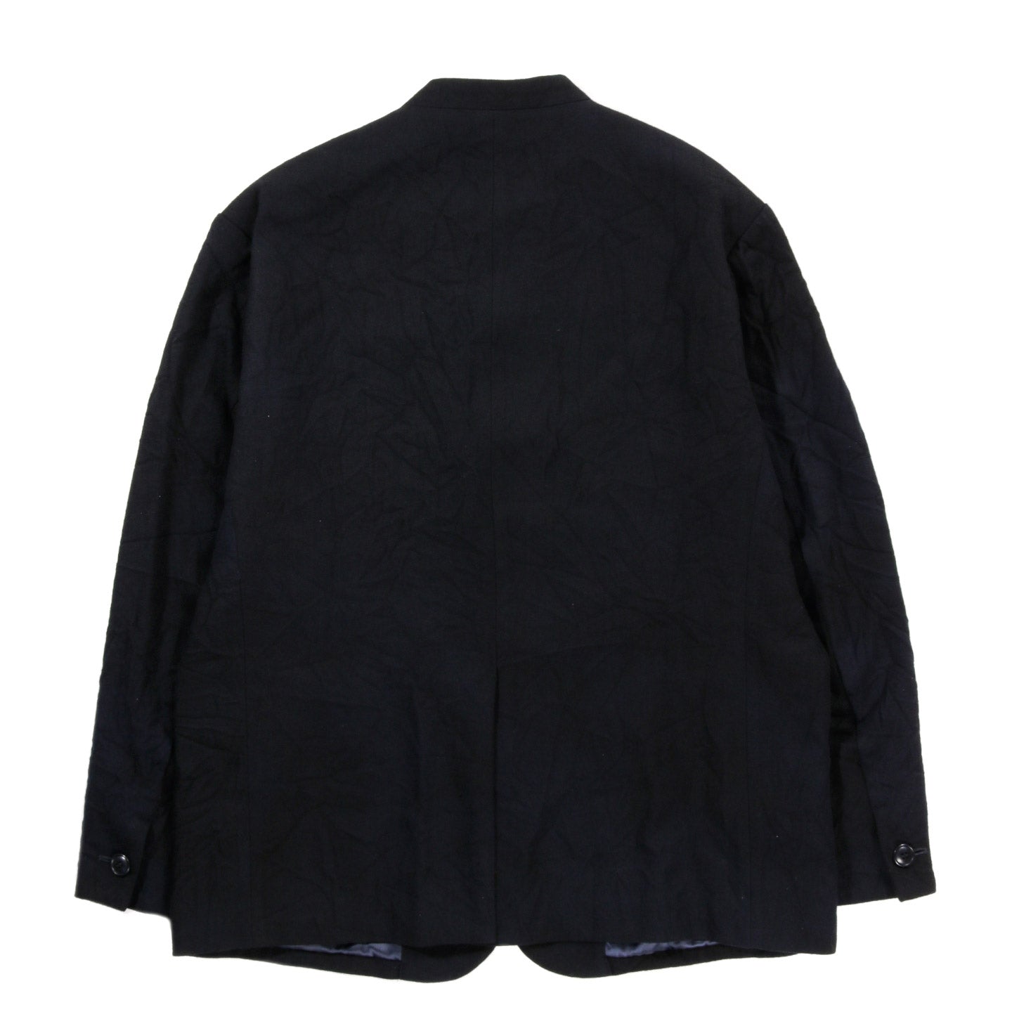 BLUE BLUE JAPAN SPECKLED DYED WOOL STAND UP COLLAR JACKET DARK NAVY