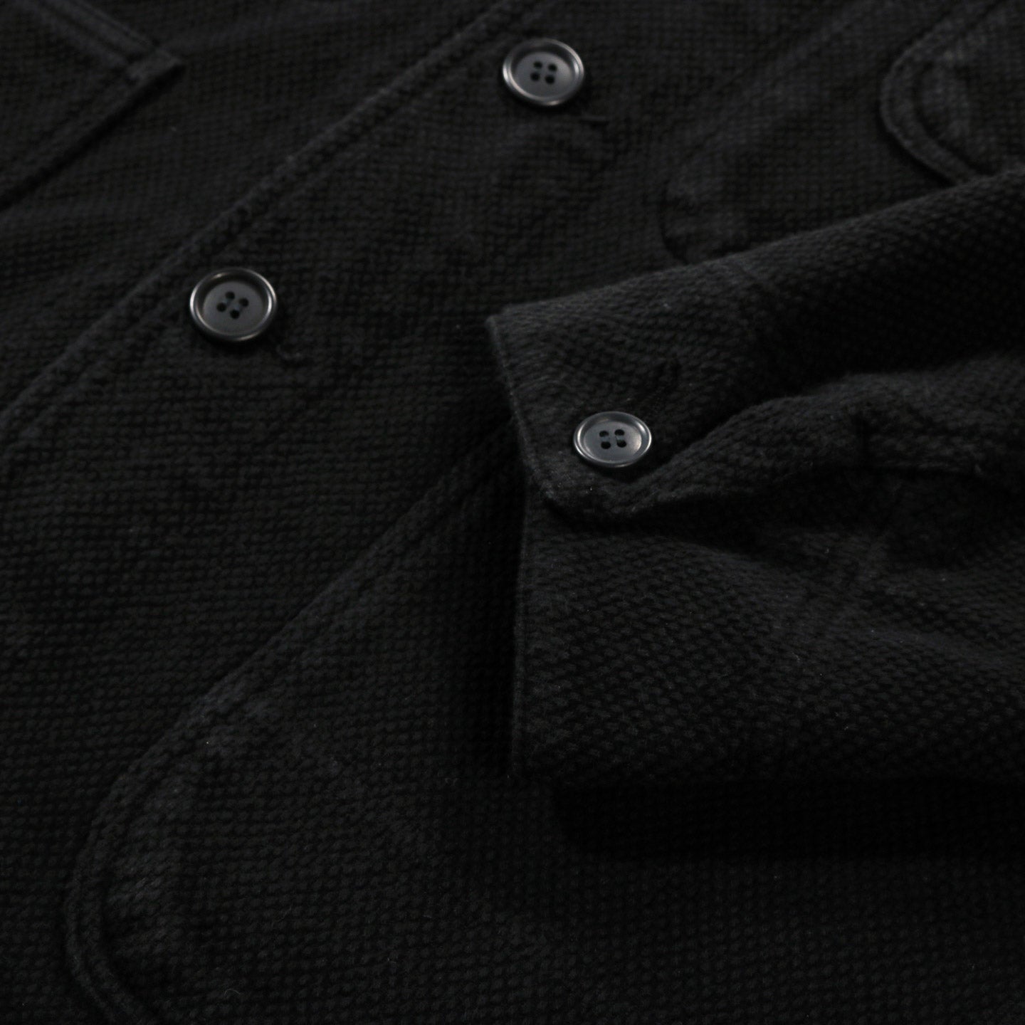 BLUE BLUE JAPAN DOUBLE CLOTH 'SASHIKO' DARK BLACK COVERALL JACKET