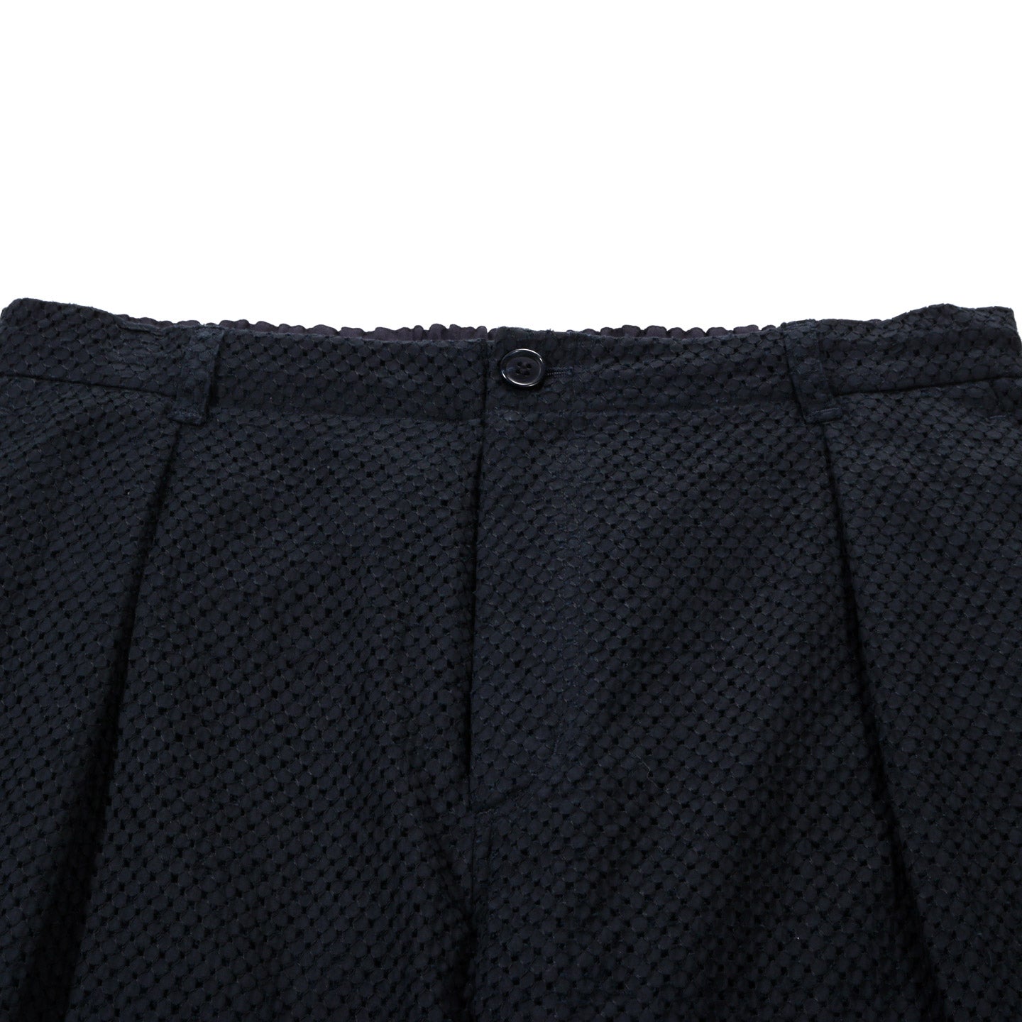 BLUE BLUE JAPAN MEYER LACE TUCKED STRAIGHT PANTS DARK NAVY
