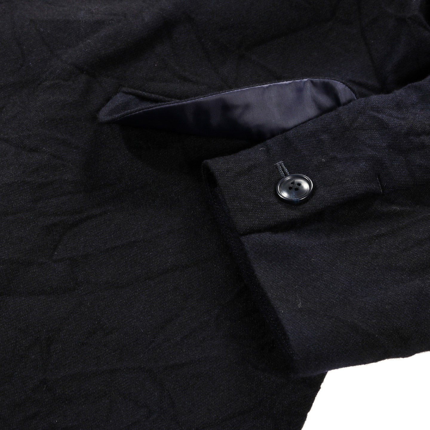 BLUE BLUE JAPAN SPECKLED DYED WOOL STAND UP COLLAR JACKET DARK NAVY