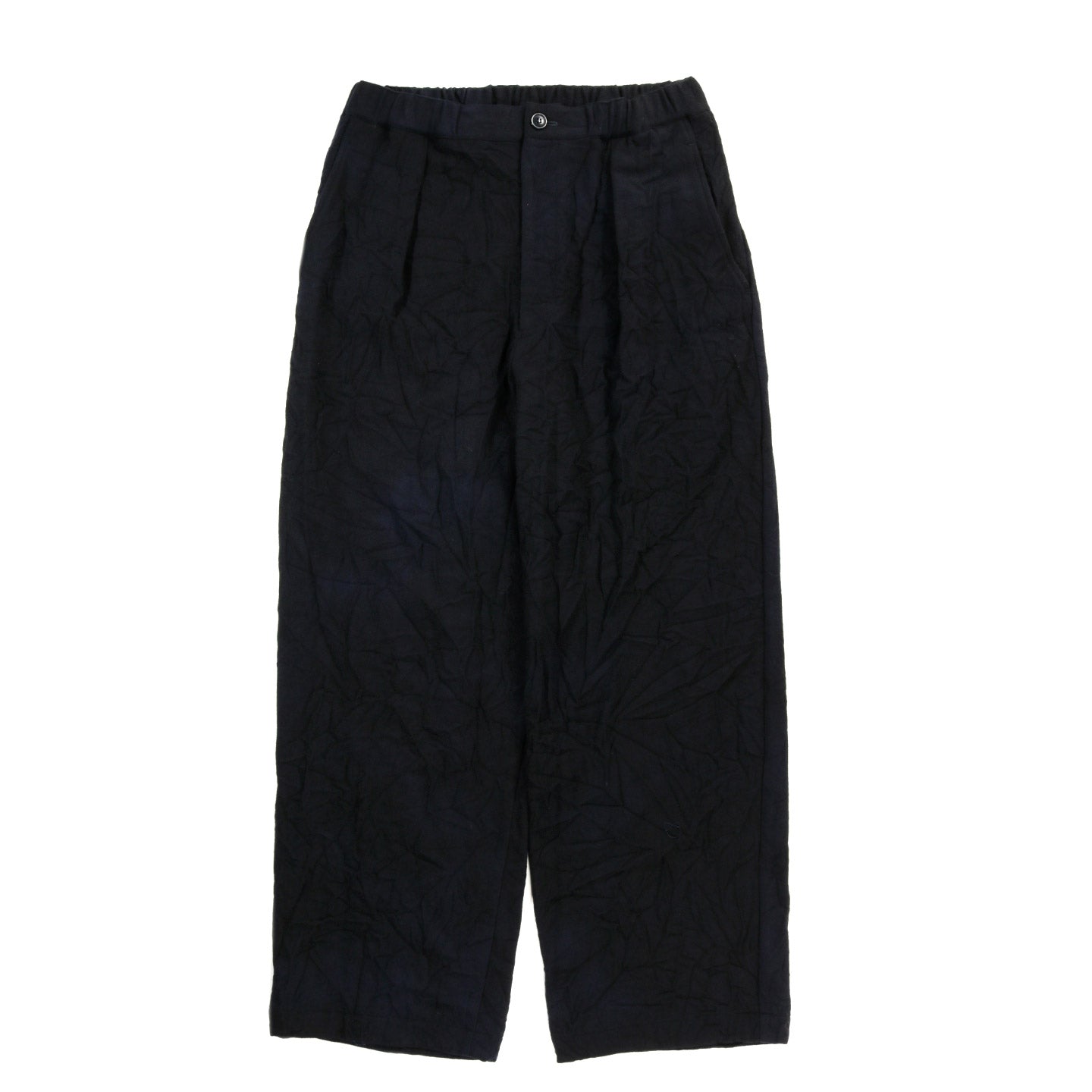 BLUE BLUE JAPAN SPECKLED DYED WOOL DRAWSTRING PANTS DARK NAVY