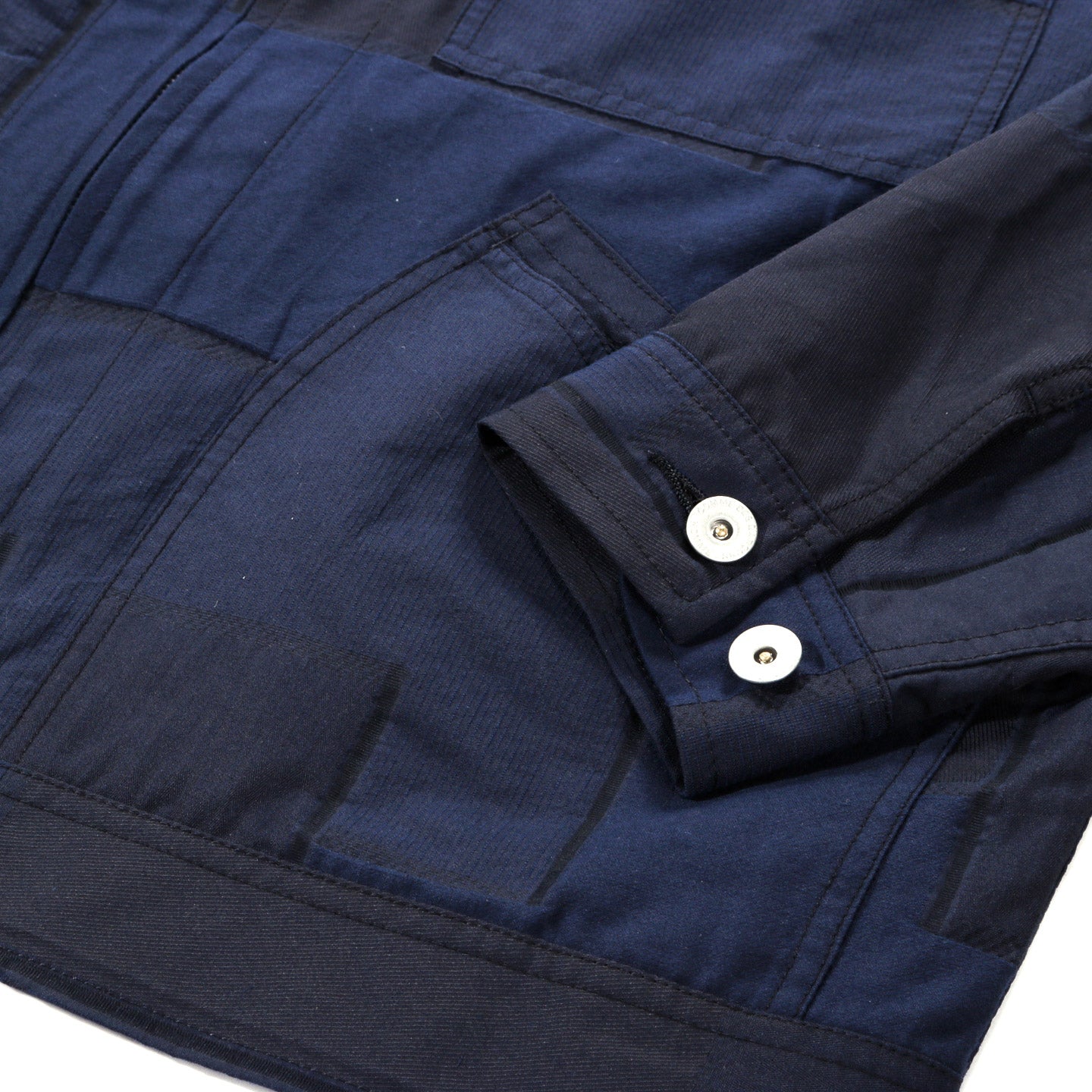 COMME DES GARCONS HOMME J018 PATCHWORK JACQUARD ZIP JACKET NAVY