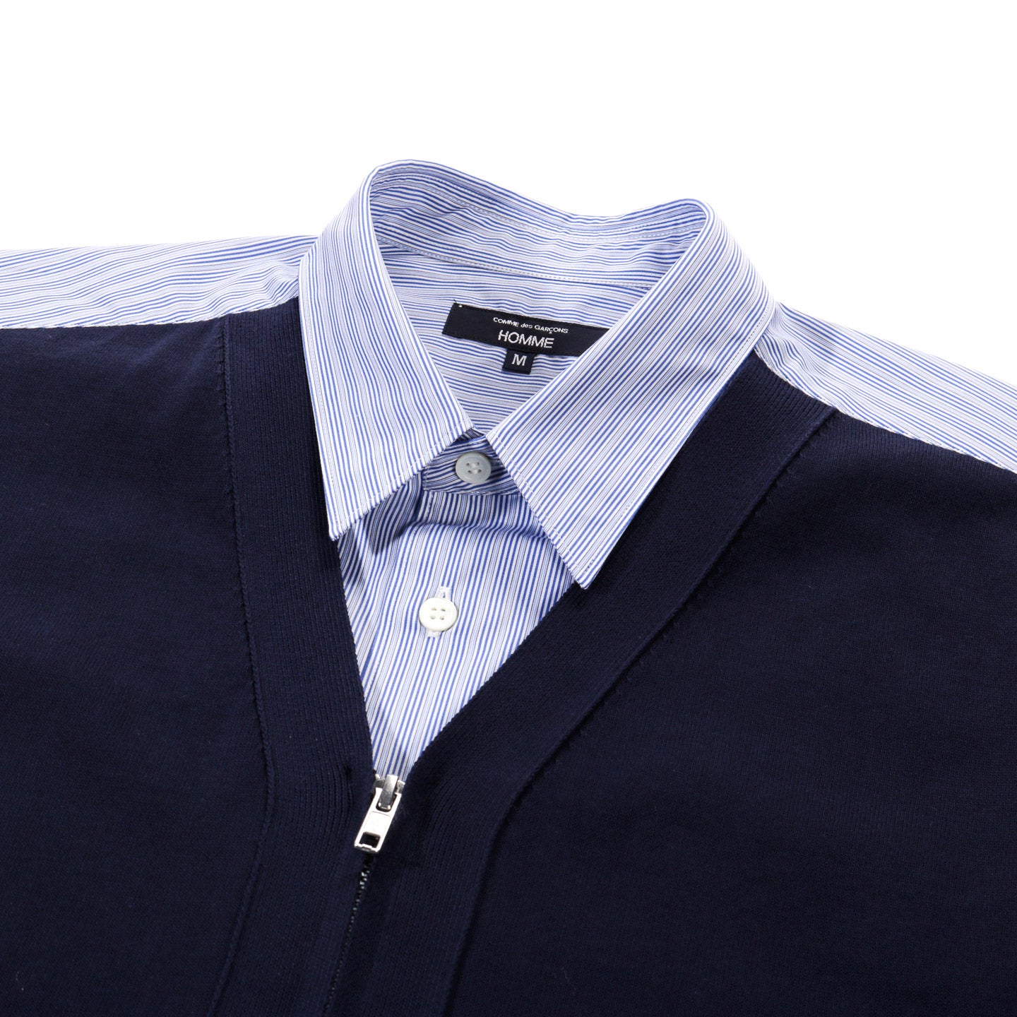 COMME DES GARCONS HOMME B010 LAYERED SHIRT WHITE / SAX / NAVY X NAVY