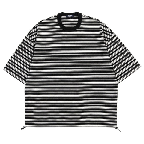COMME DES GARCONS HOMME T018 COTTON RASCHEL STRIPE SHORTSLEEVE PULLOVER BLACK