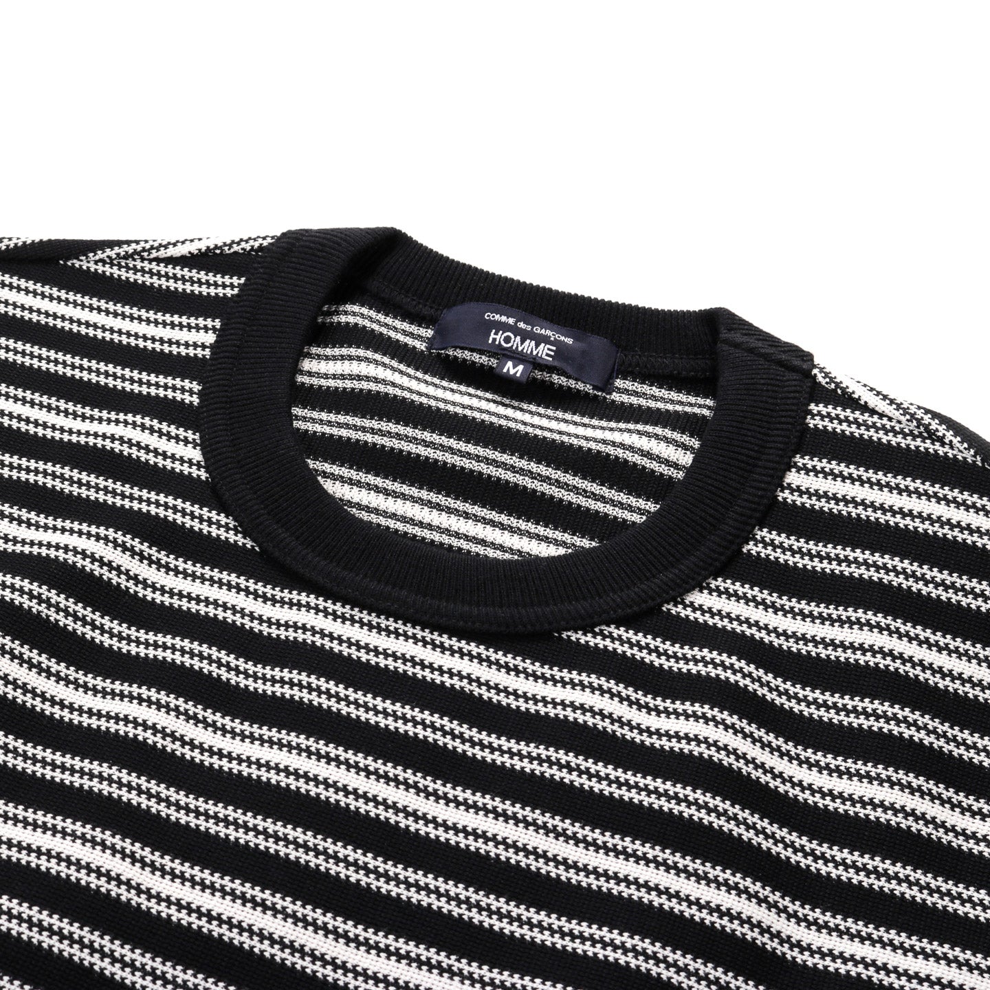 COMME DES GARCONS HOMME T018 COTTON RASCHEL STRIPE SHORTSLEEVE PULLOVER BLACK