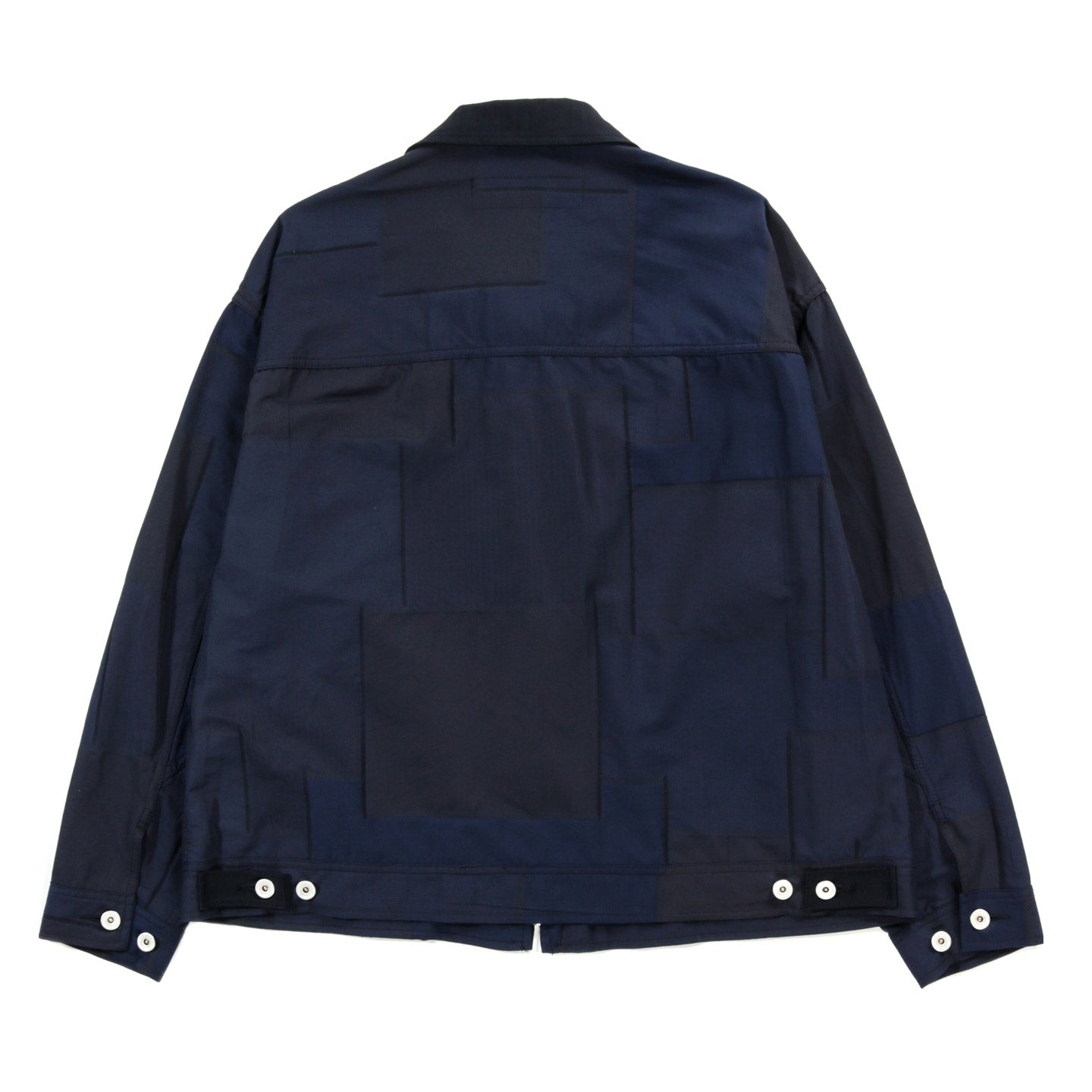 COMME DES GARCONS HOMME J018 PATCHWORK JACQUARD ZIP JACKET NAVY