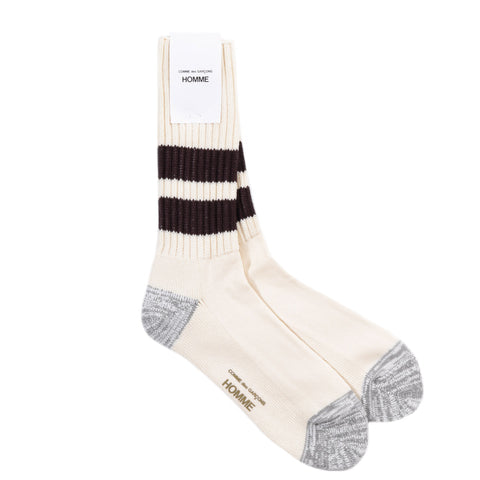 COMME DES GARCONS HOMME K501 LOW GAUGE PILE SOCKS CREAM X BROWN
