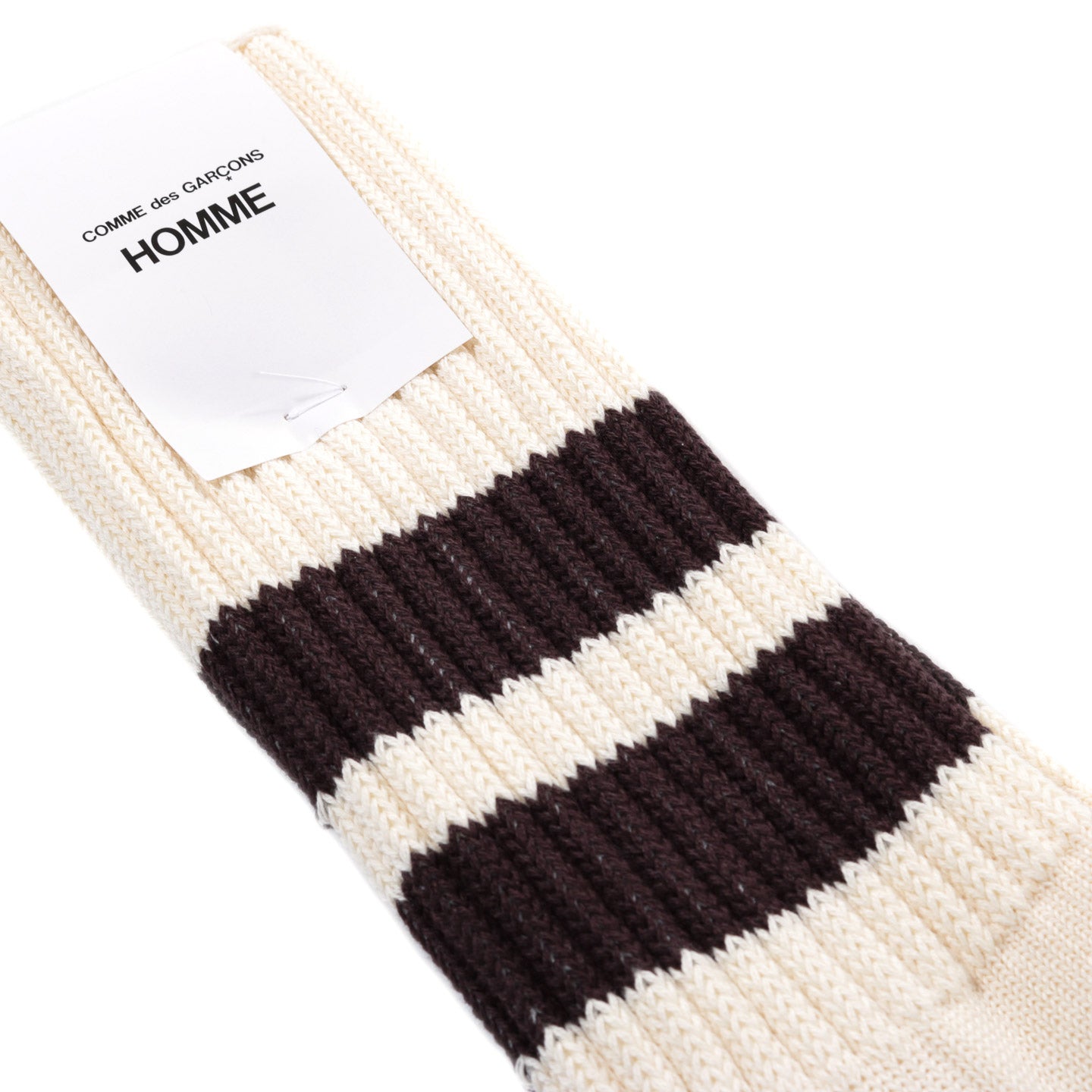 COMME DES GARCONS HOMME K501 LOW GAUGE PILE SOCKS CREAM X BROWN