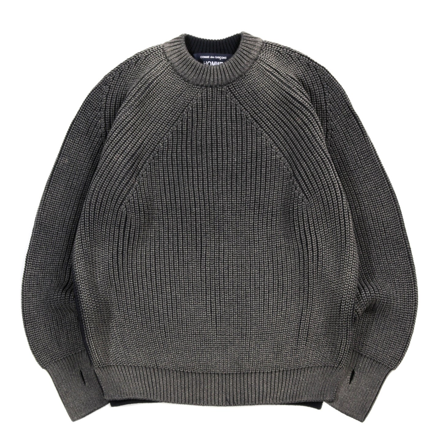 COMME DES GARCONS HOMME N001 WORSTED WOOL RIB KNIT SWEATER NAVY