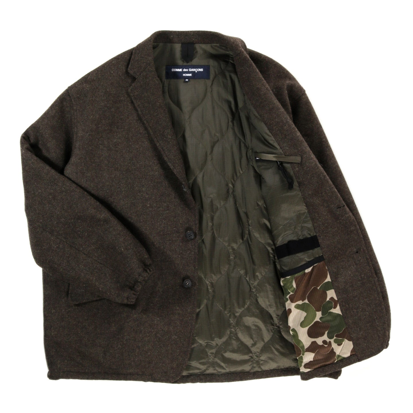 COMME DES GARCONS HOMME J018 INSULATED WOOL JACKET KHAKI