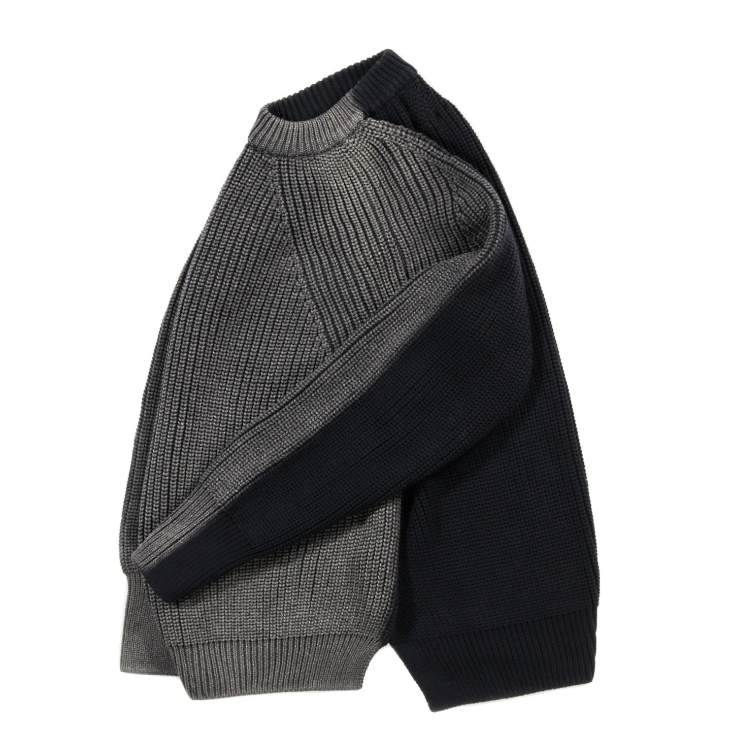 COMME DES GARCONS HOMME N001 WORSTED WOOL RIB KNIT SWEATER NAVY