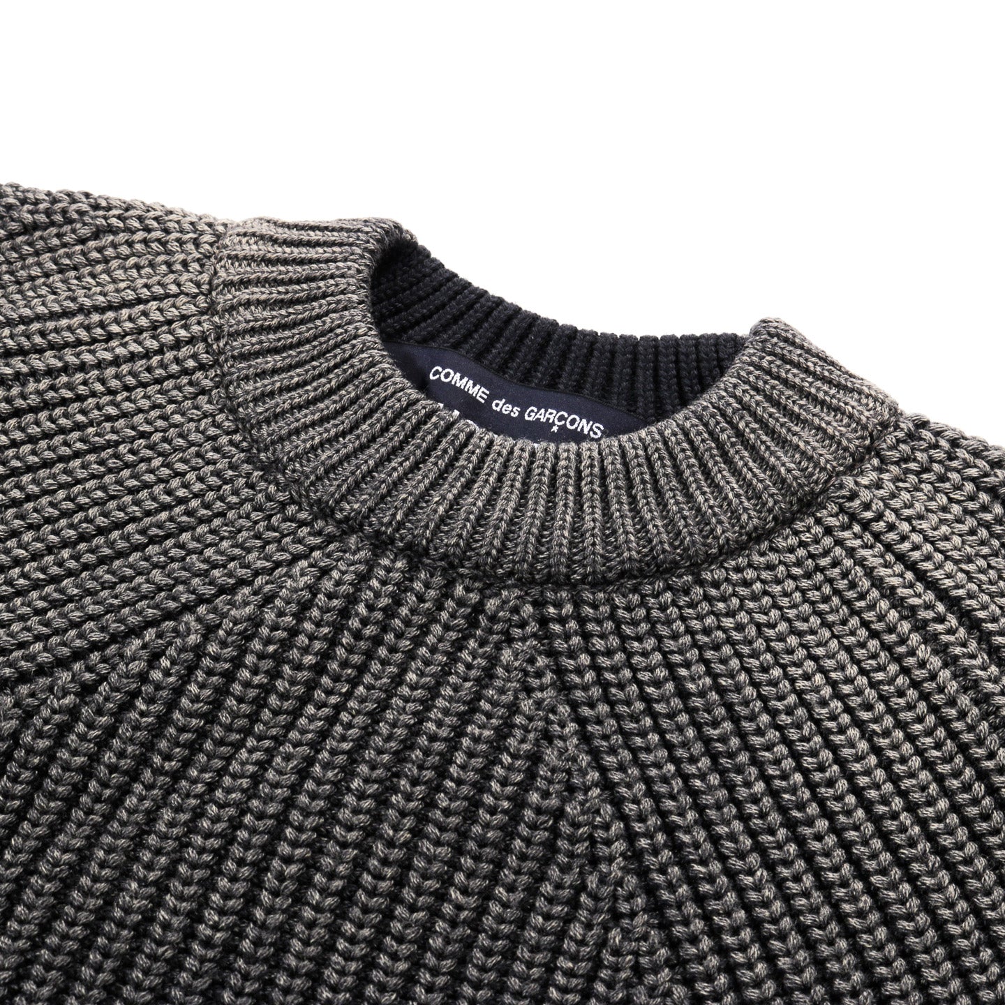 COMME DES GARCONS HOMME N001 WORSTED WOOL RIB KNIT SWEATER NAVY