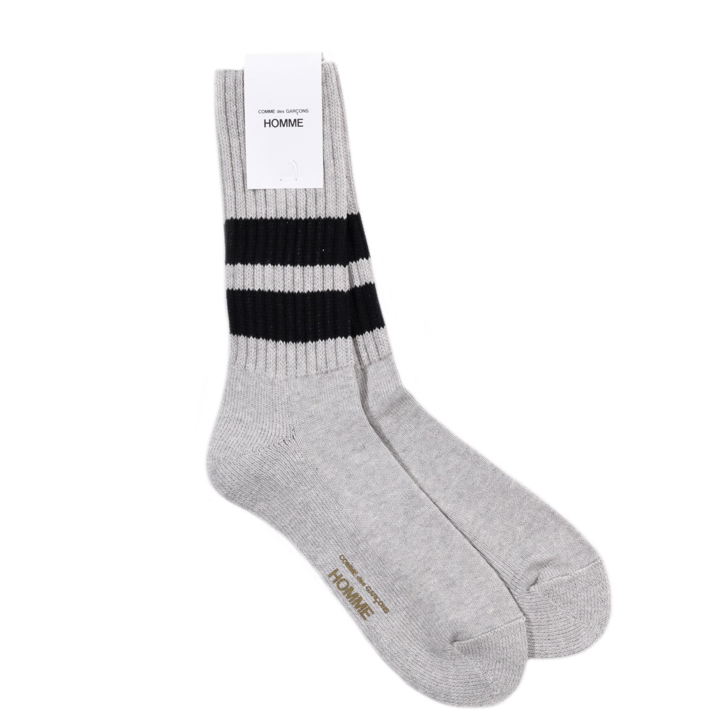 COMME DES GARCONS HOMME K501 LOW GAUGE PILE SOCKS HEATHER GRAY X BLACK