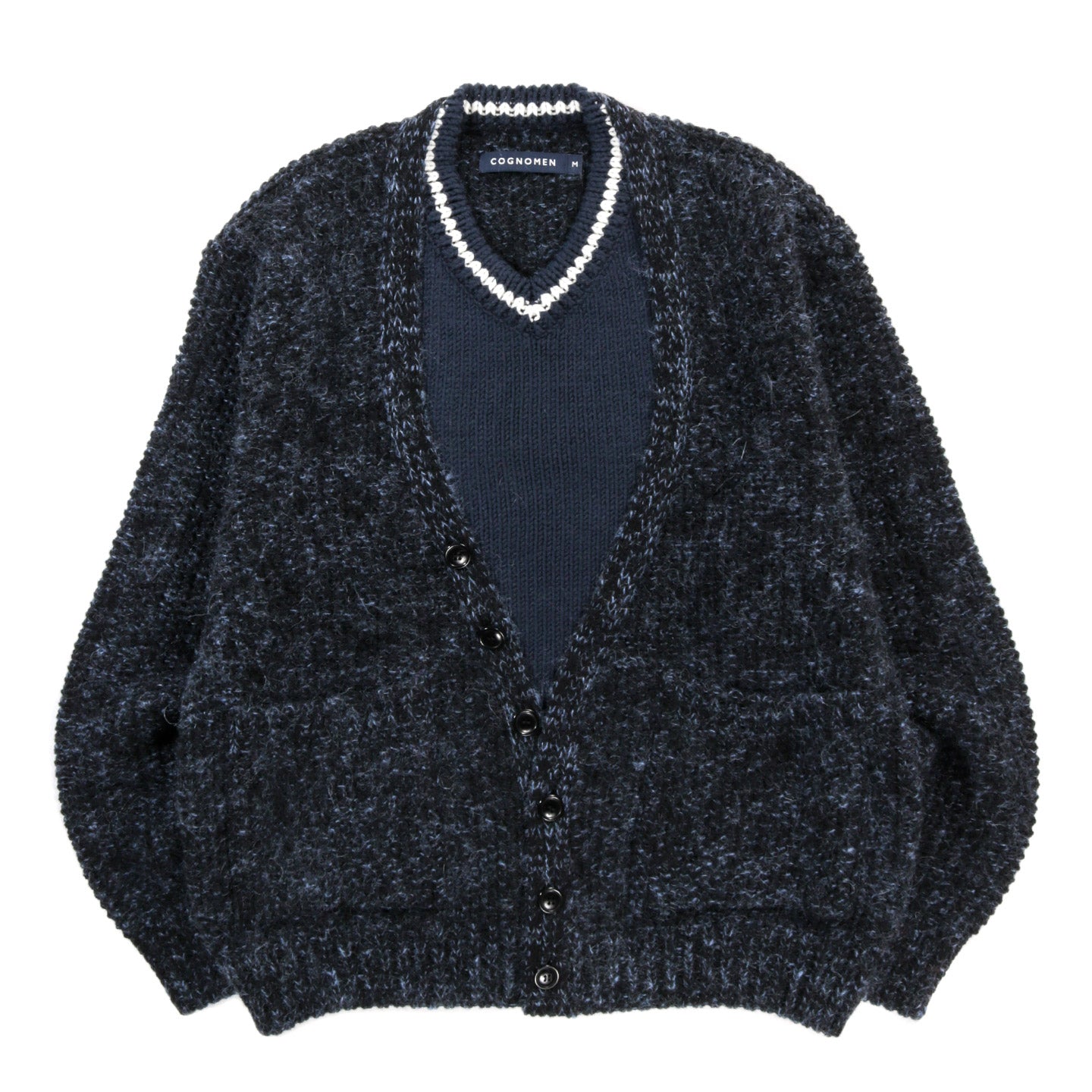 COGNOMEN LAYERED KNIT CARDIGAN NAVY