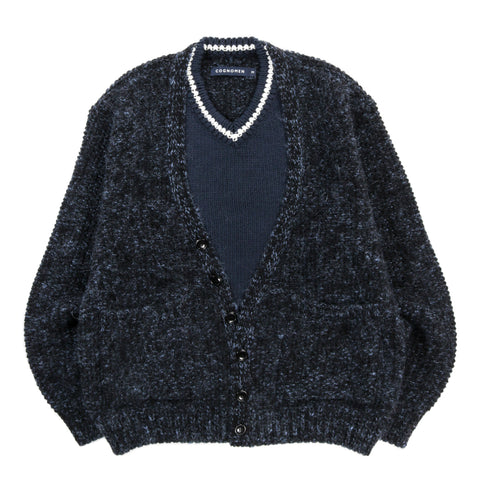COGNOMEN LAYERED KNIT CARDIGAN NAVY