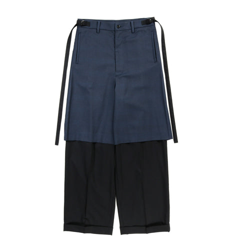 COGNOMEN PLEATED LAYERED PANTS NAVY