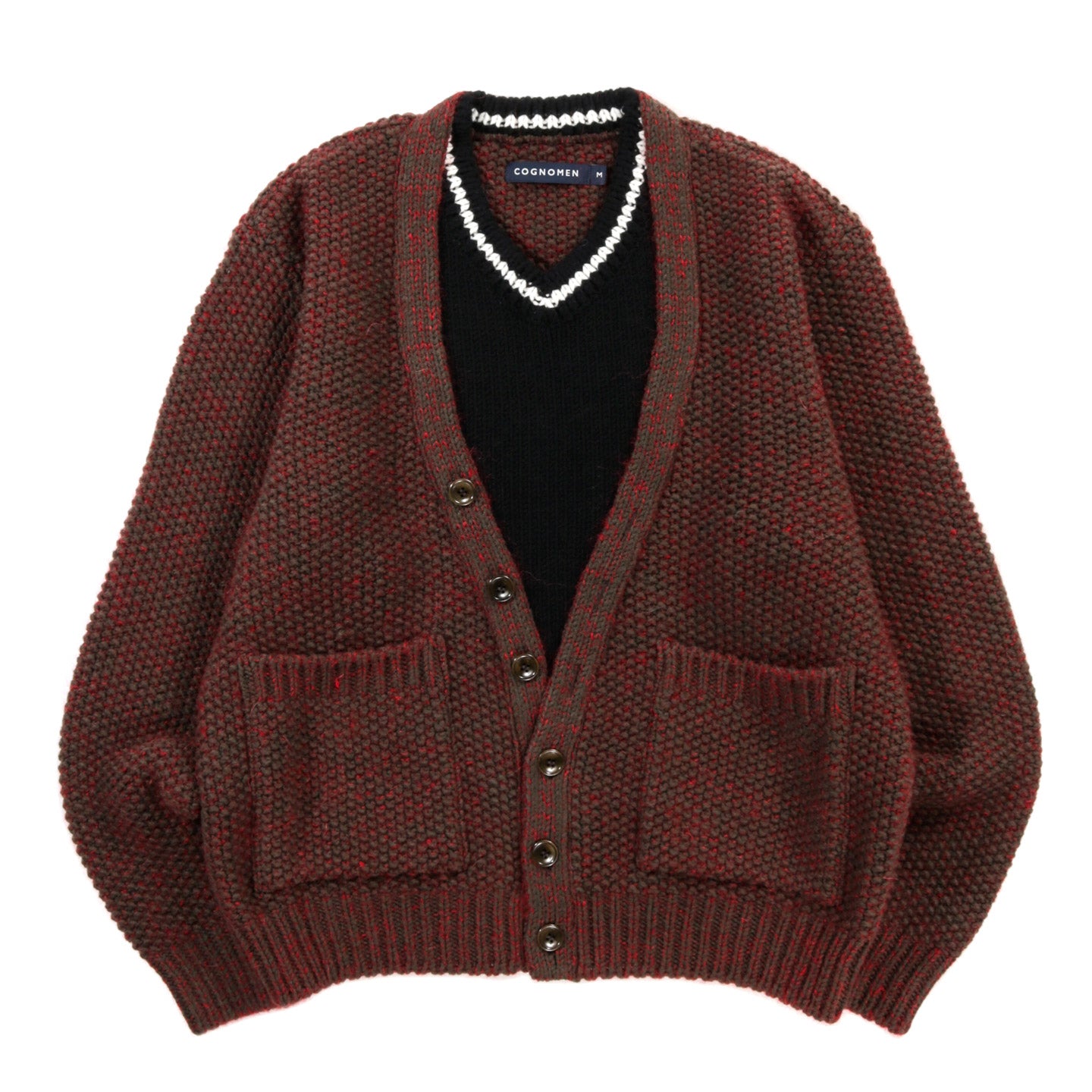COGNOMEN LAYERED KNIT CARDIGAN BROWN