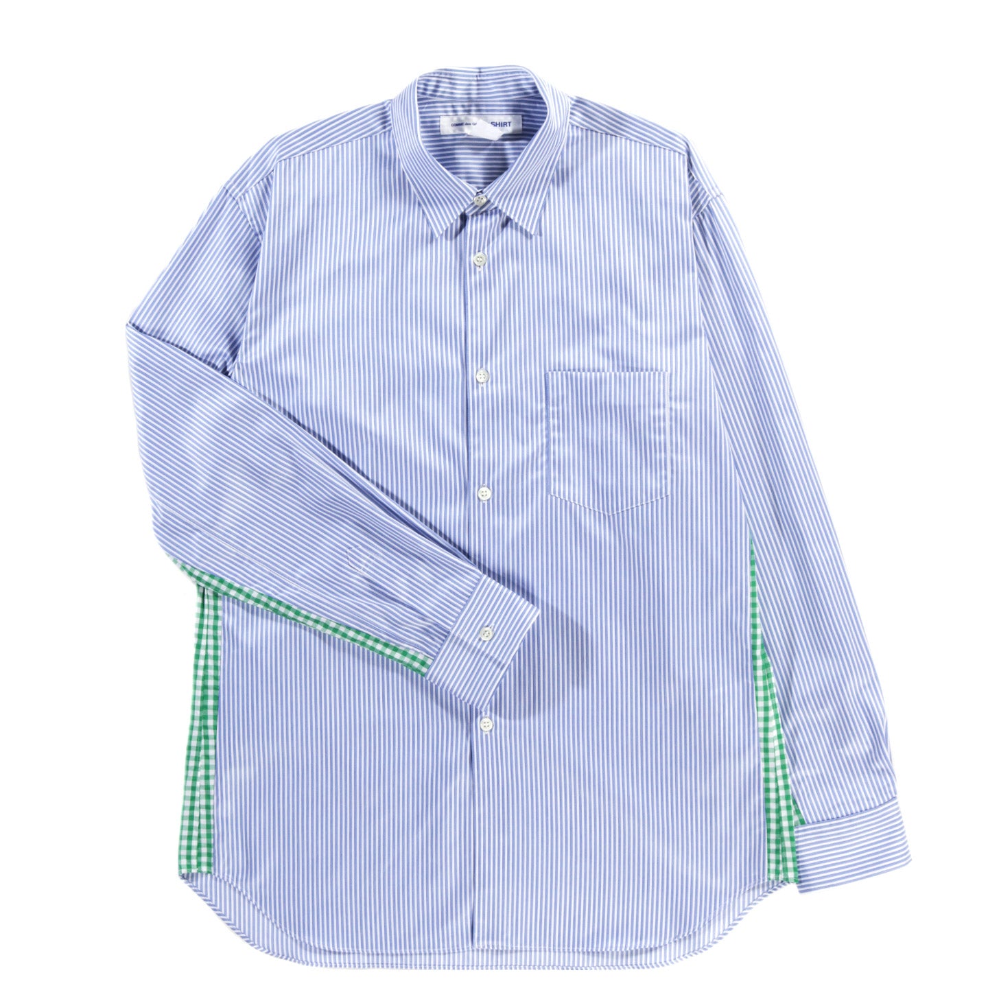 COMME DES GARCONS SHIRT B027 SHIRT BLUE STRIPE / GREEN GINGHAM