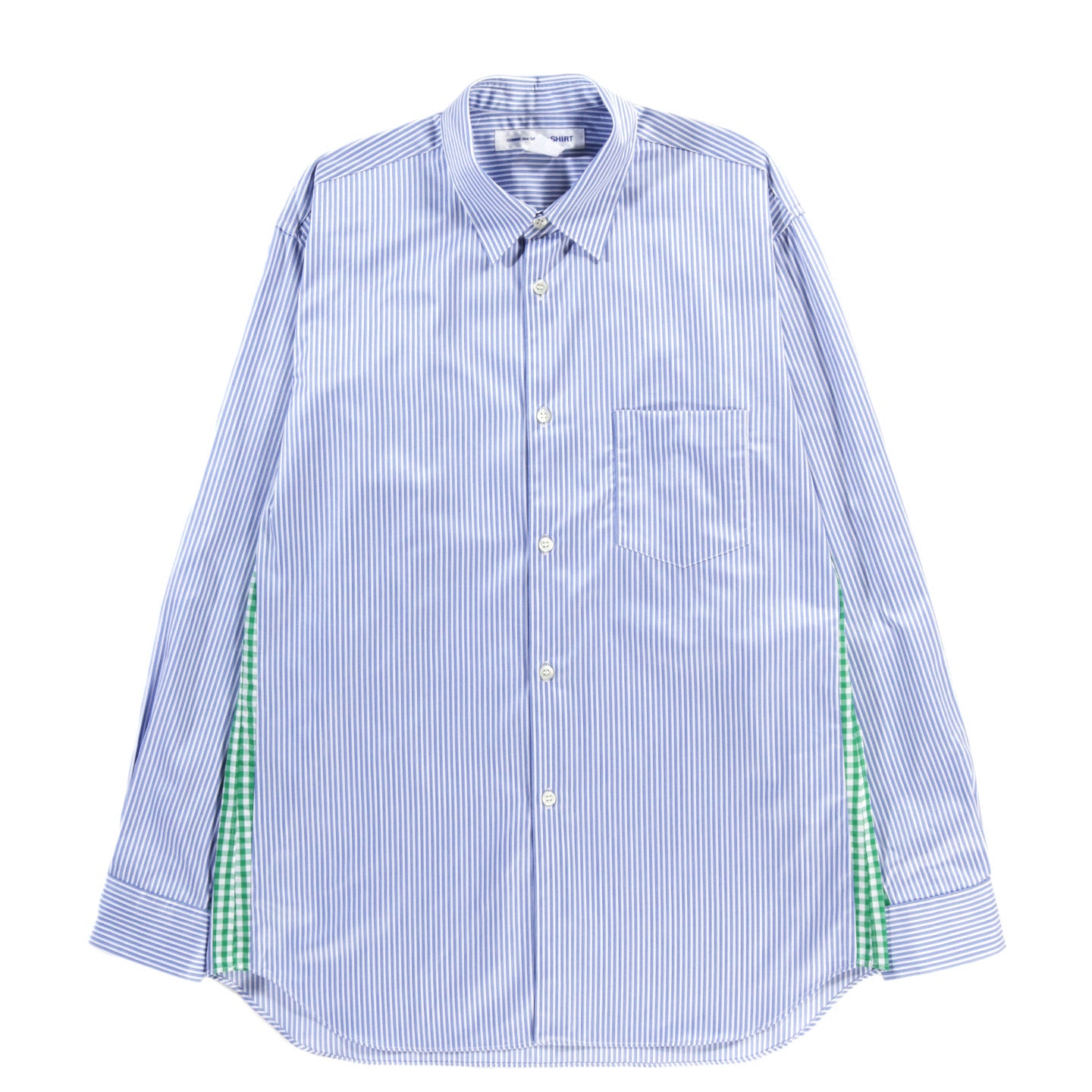 COMME DES GARCONS SHIRT B027 SHIRT BLUE STRIPE / GREEN GINGHAM