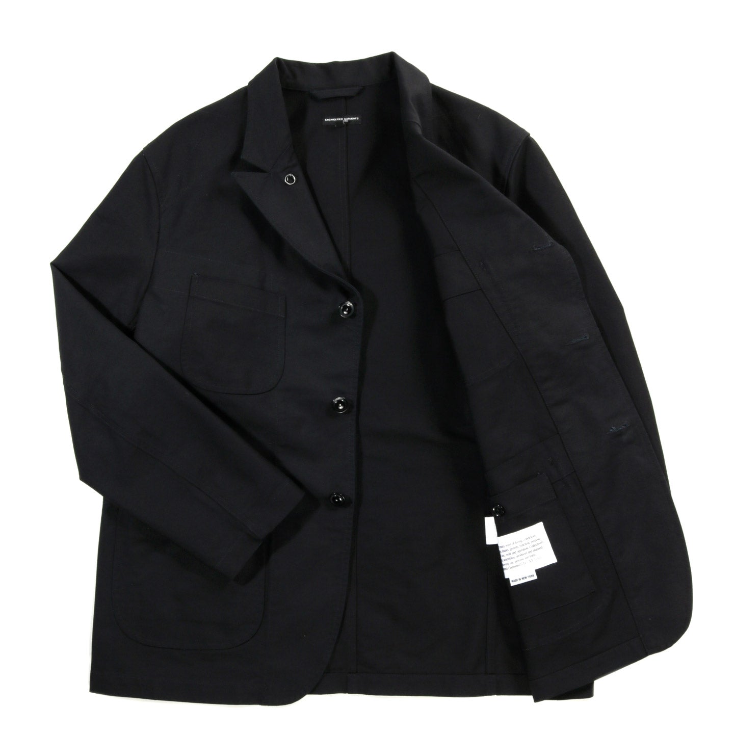 ENGINEERED GARMENTS BEDFORD JACKET BLACK COTTON DOUBLE CLOTH