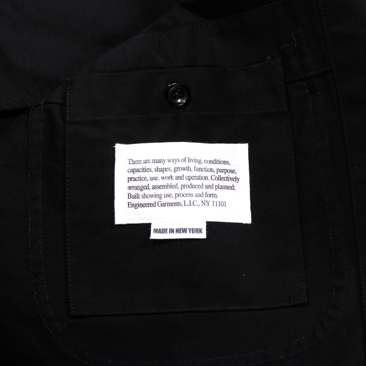 ENGINEERED GARMENTS BEDFORD JACKET BLACK COTTON DOUBLE CLOTH