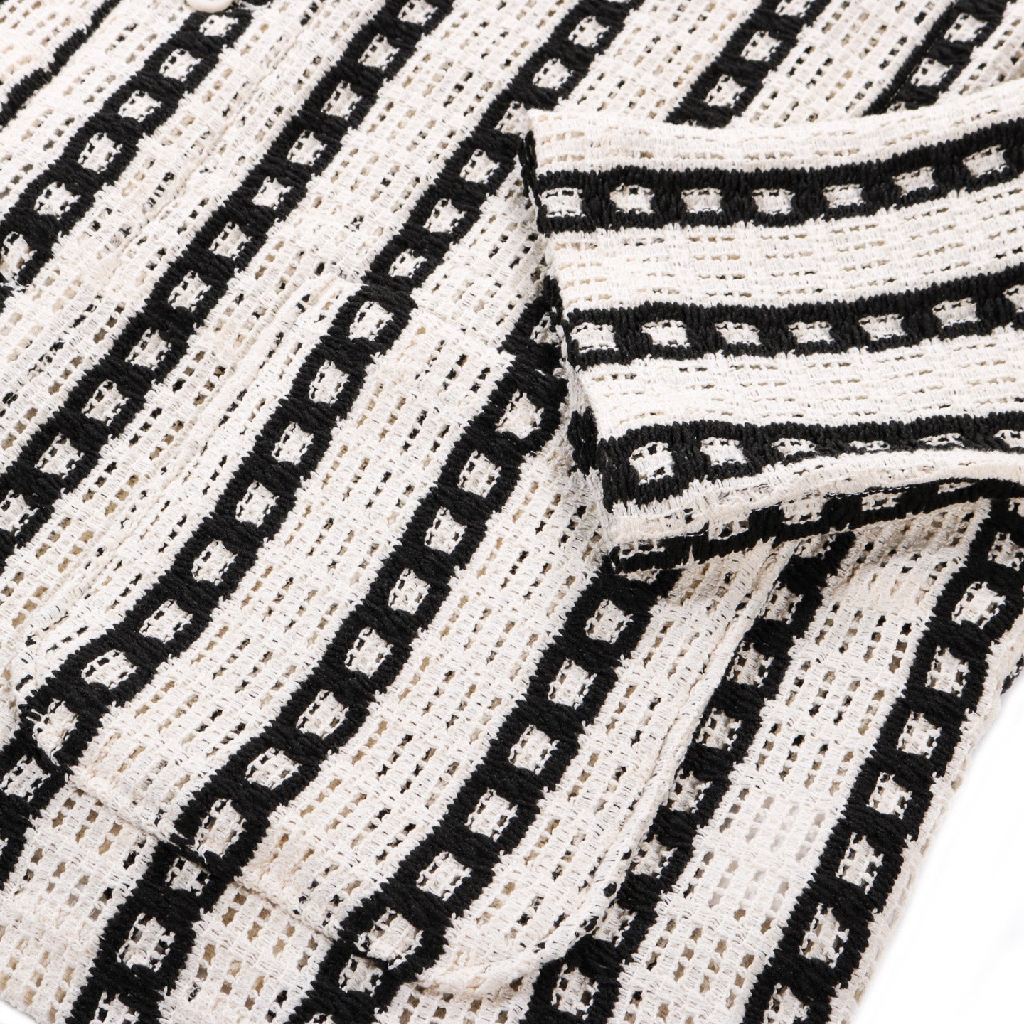 ENGINEERED GARMENTS KNIT CARDIGAN WHITE / BLACK STRIPE CP CROCHET